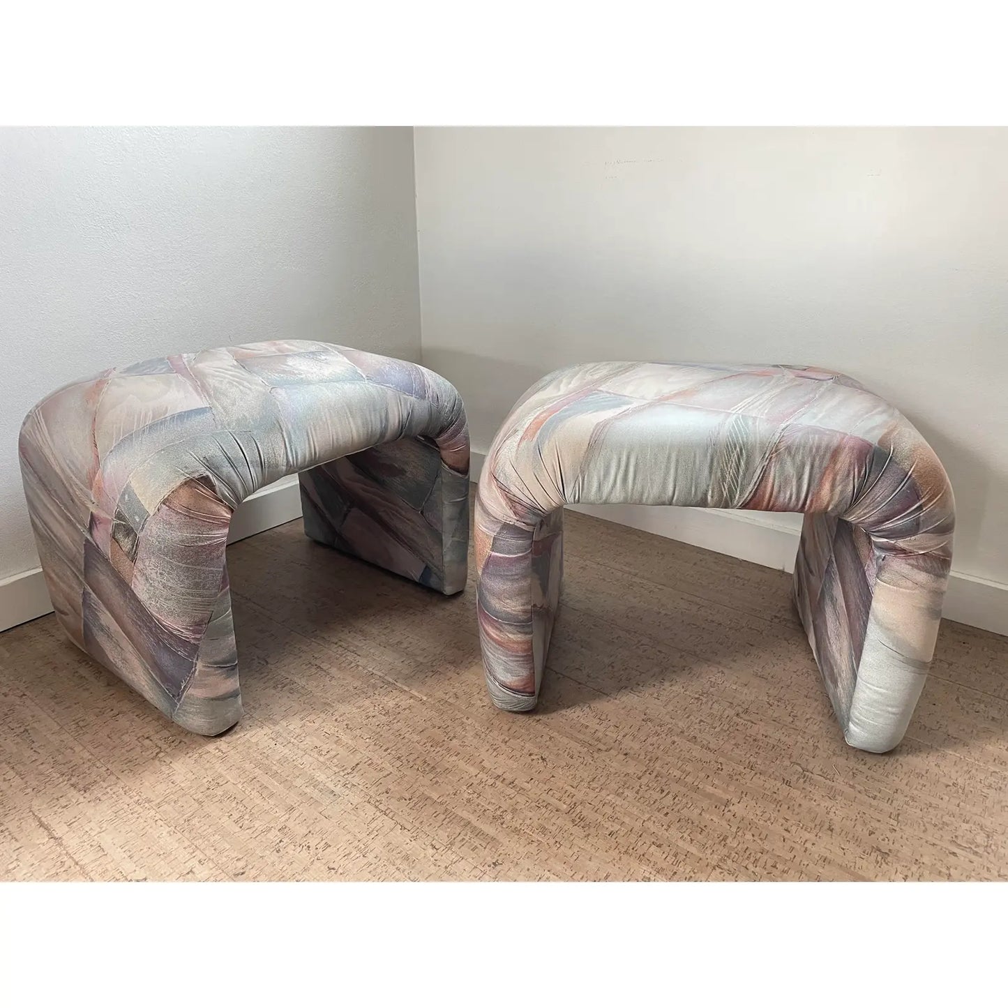 1980s Hollywood Regency Style Waterfall Stools - a Pair