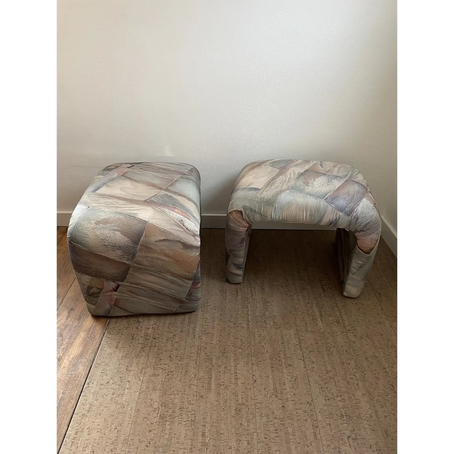 1980s Hollywood Regency Style Waterfall Stools - a Pair