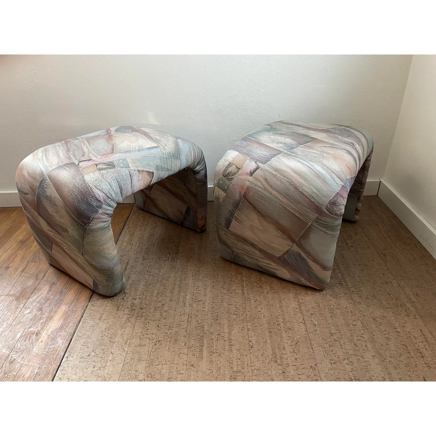 1980s Hollywood Regency Style Waterfall Stools - a Pair