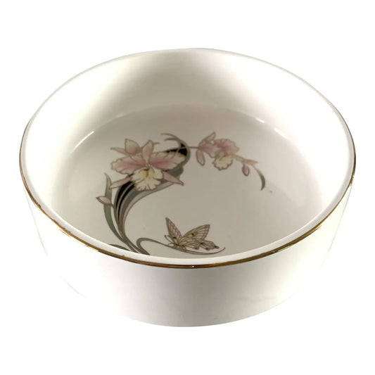1980s Vintage Japanese Flower Etched Tray With Gold Accents