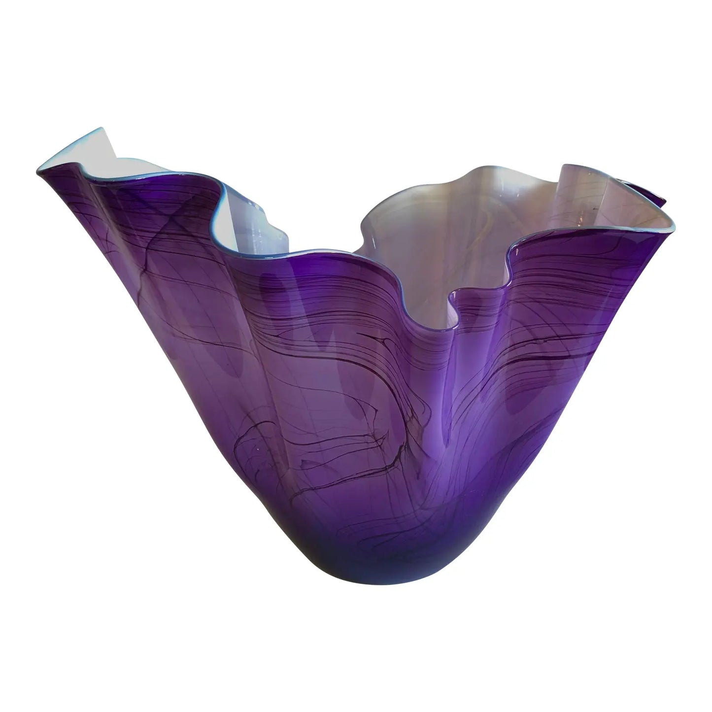 1990s Mouth Blown Glass Bowl Sculpture by Artist Dan Bergsma