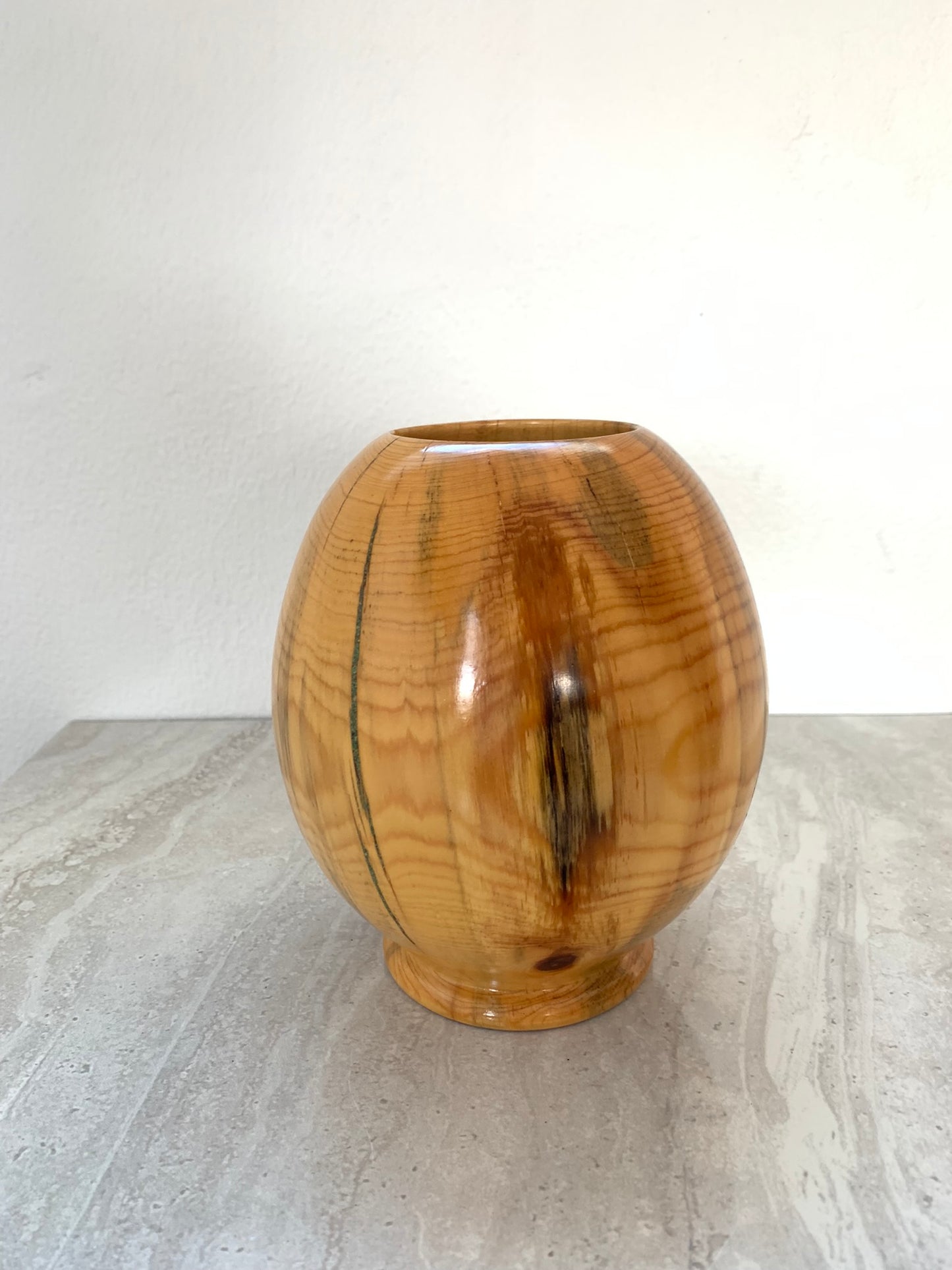 Sculpted Round Ponderosa Pine Wood Vase