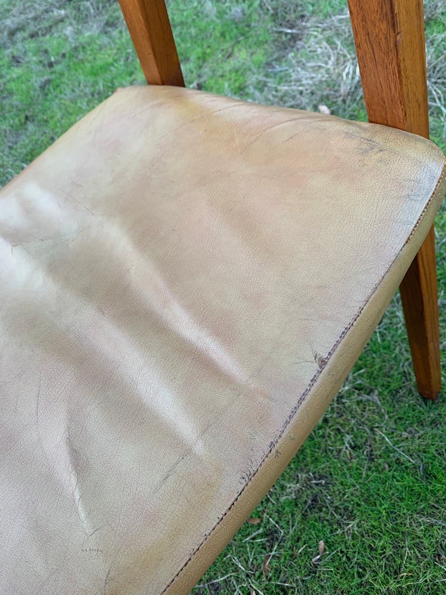 Mid-Century Modern Gunlocke Armchairs With Faux Leather Seat