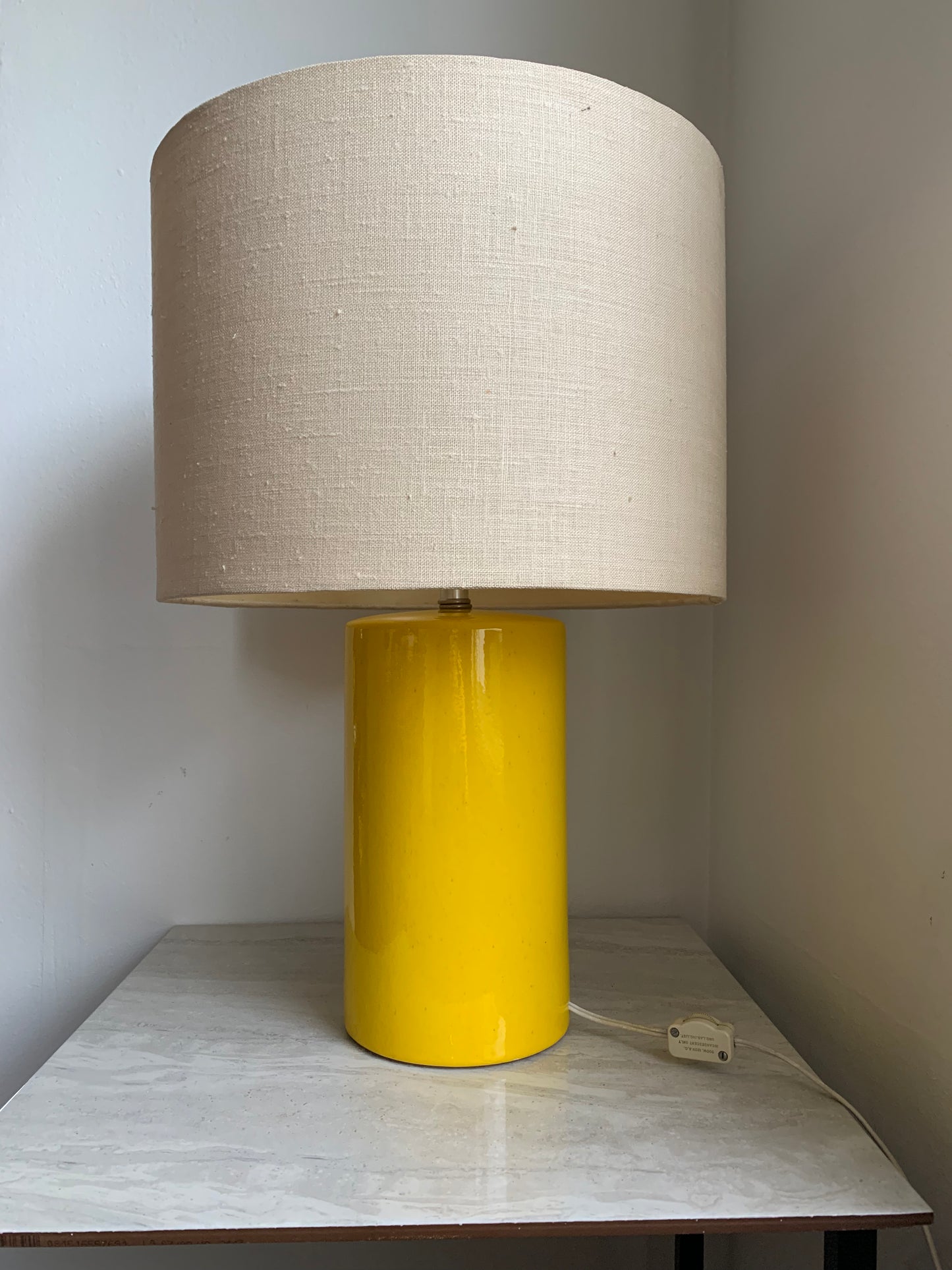 Mid-Century Modern Canary Yellow Ceramic Dual Setting Lamp