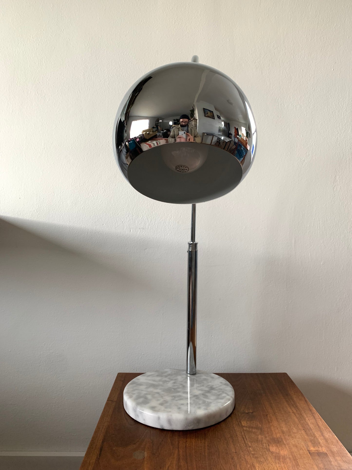 George Kovacs Chrome Eyeball Table Lamp With Marble Base