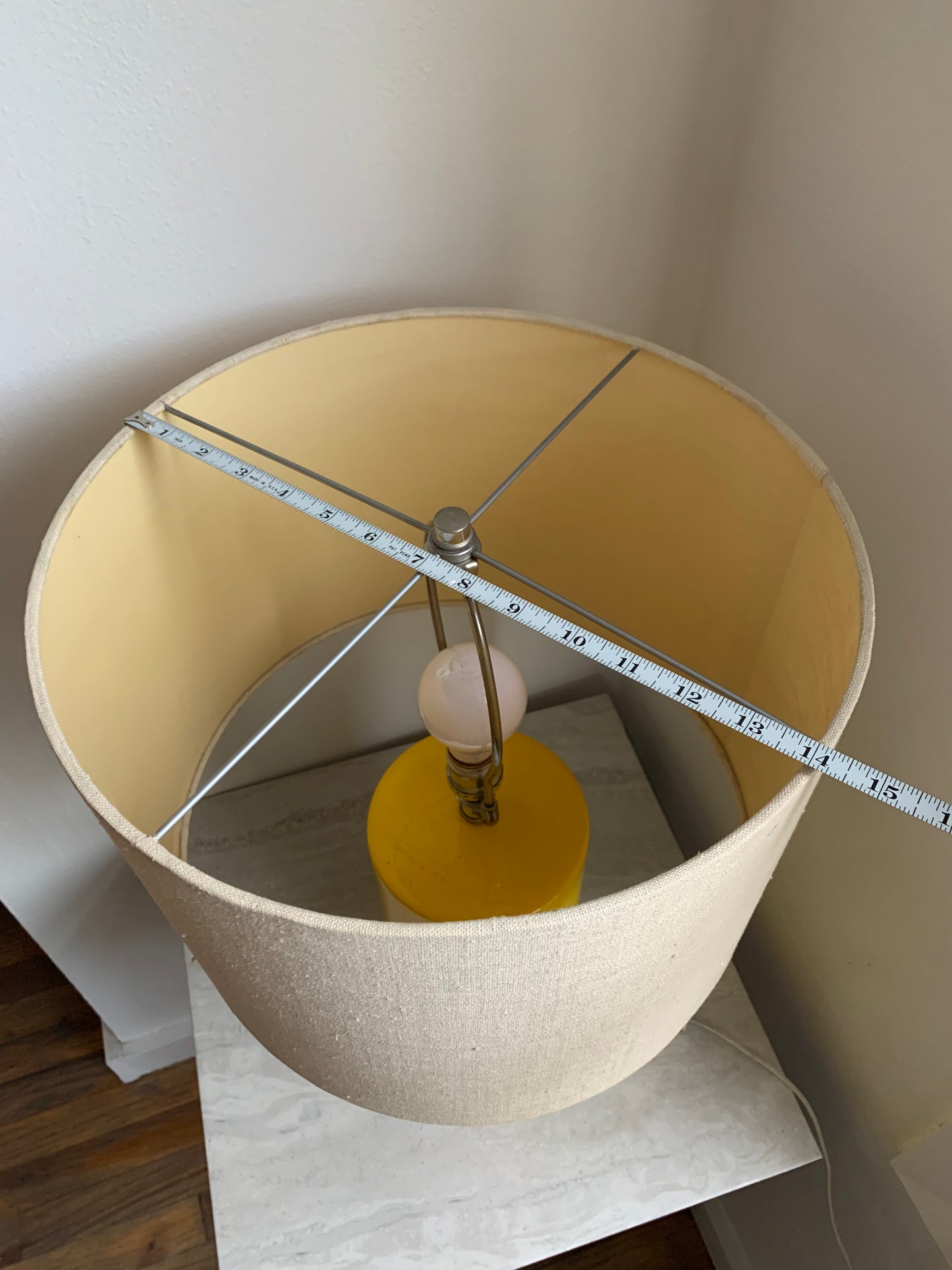 Mid-Century Modern Canary Yellow Ceramic Dual Setting Lamp