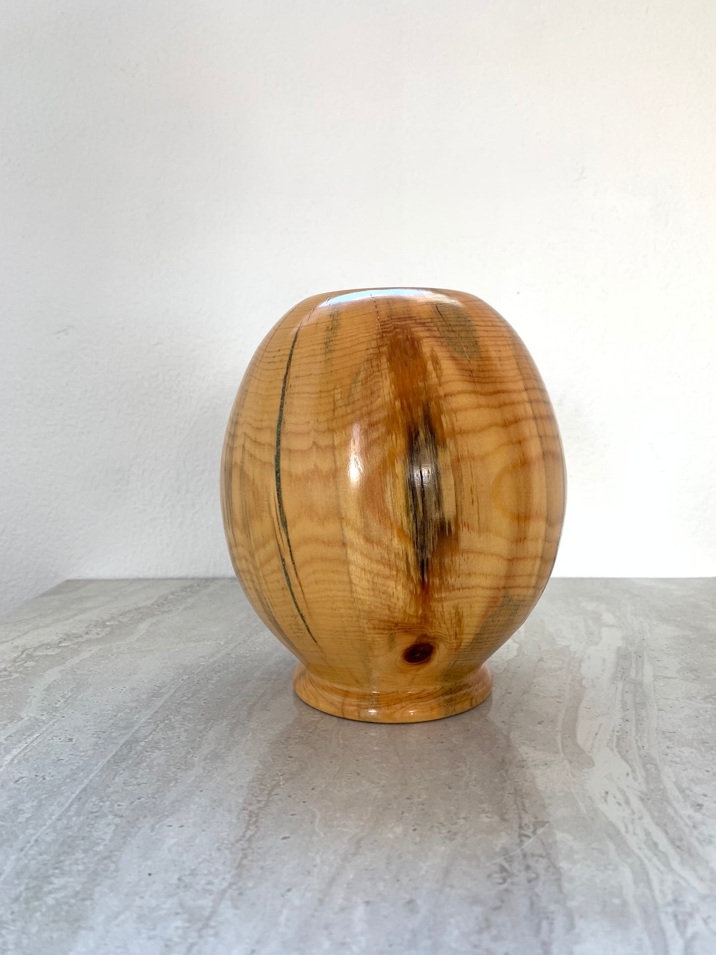 Sculpted Round Ponderosa Pine Wood Vase