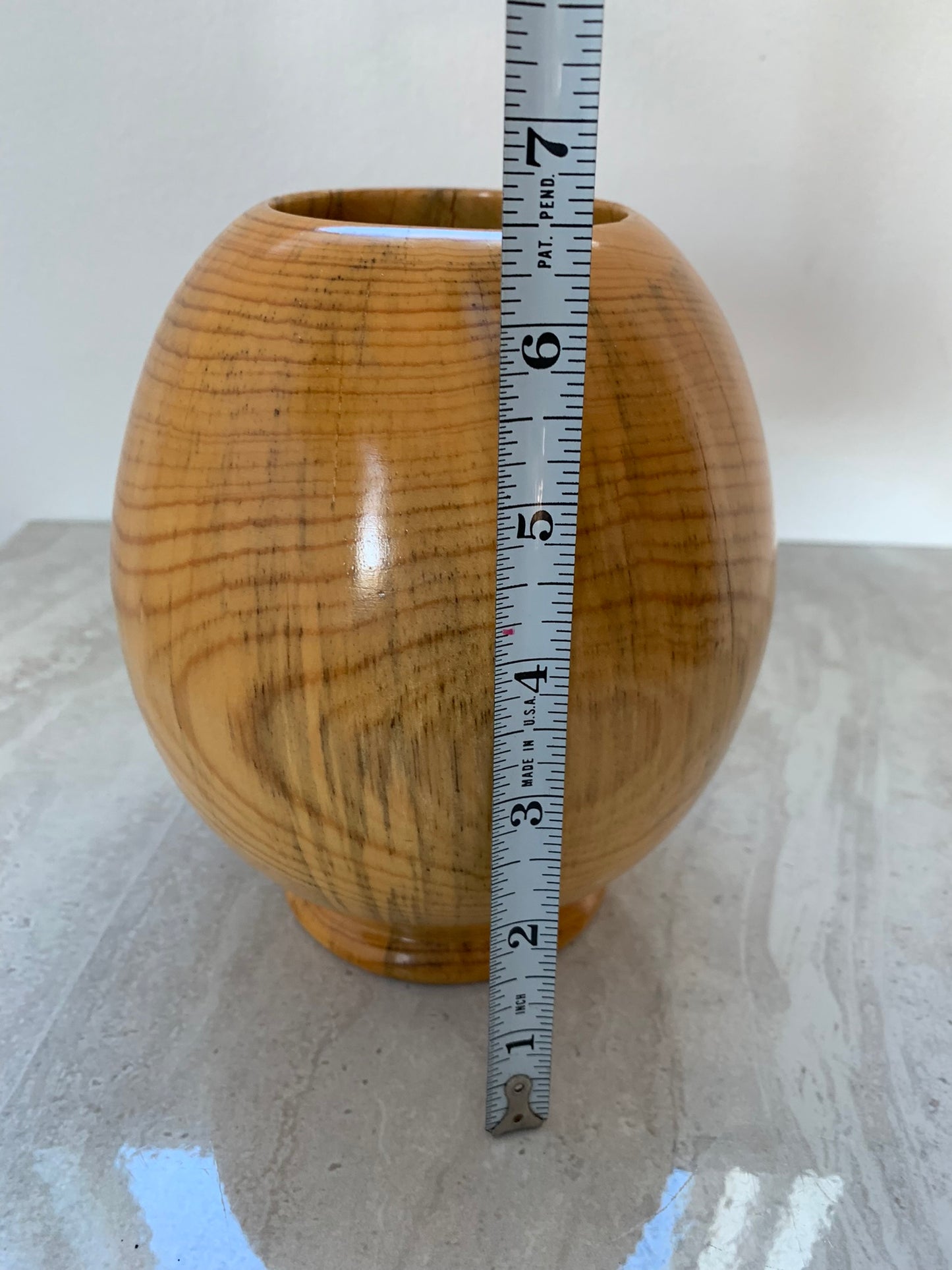 Sculpted Round Ponderosa Pine Wood Vase