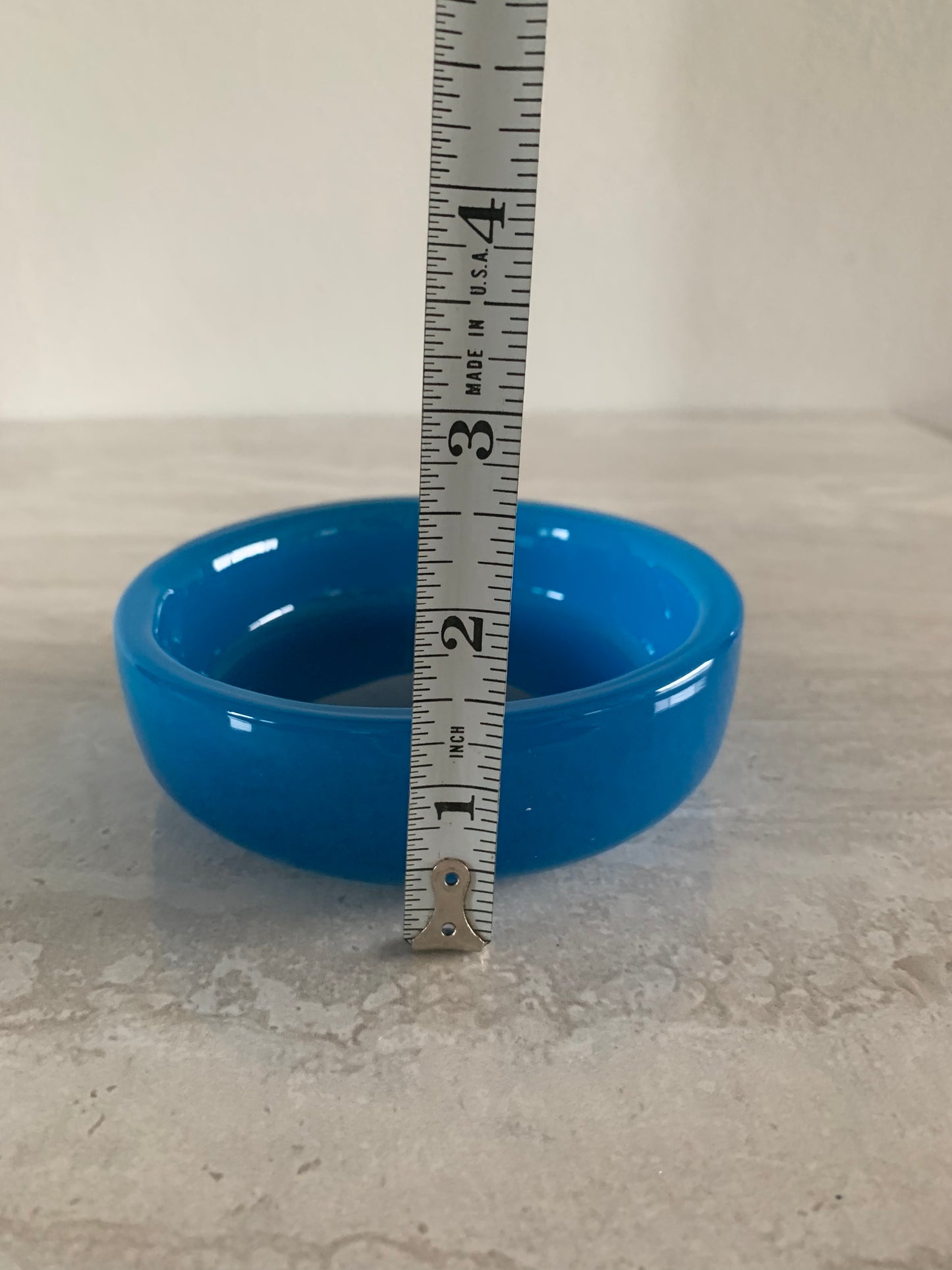 Vintage Cerulean Blue Studio Blown Glass Ashtray Dish