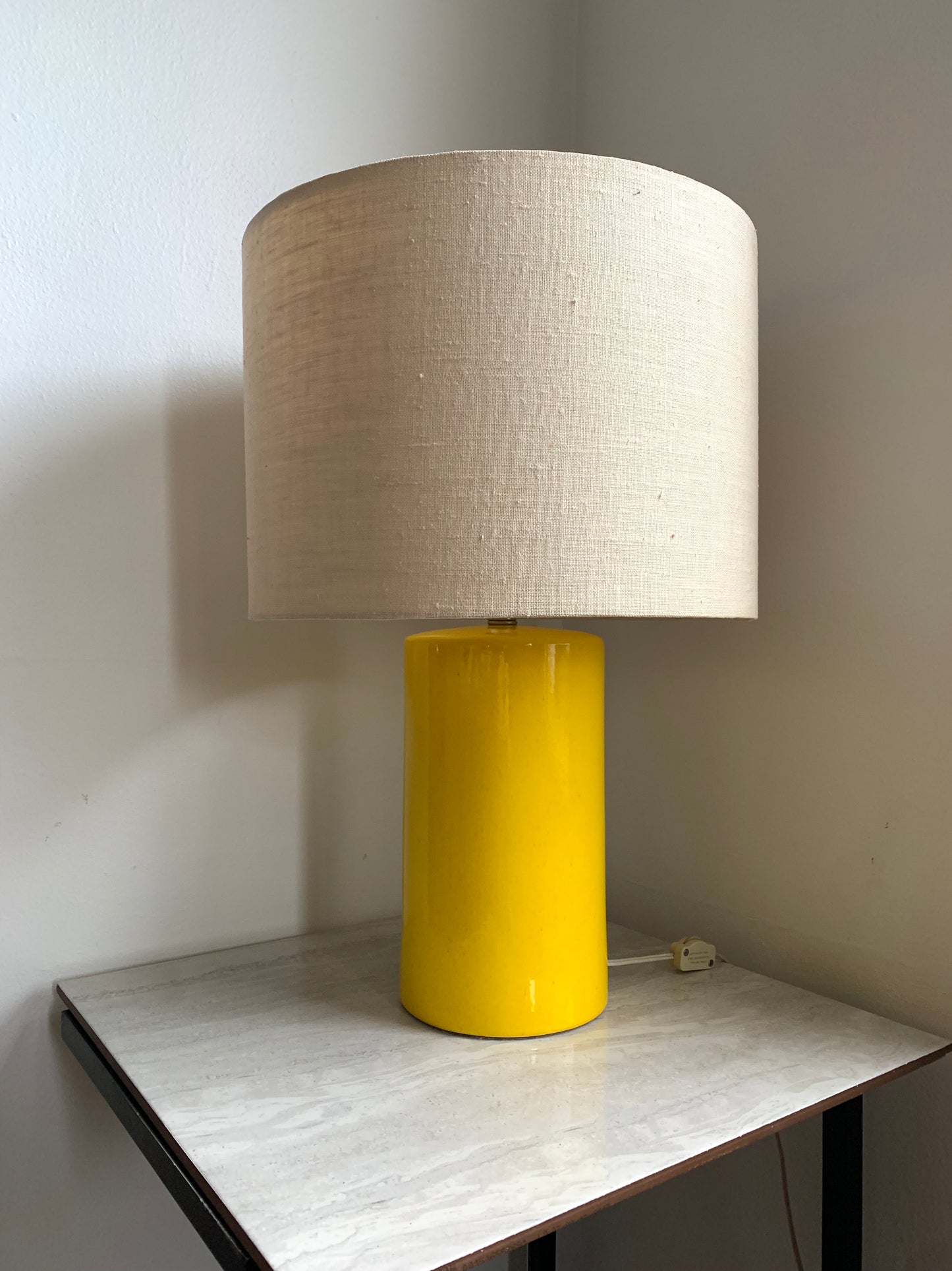 Mid-Century Modern Canary Yellow Ceramic Dual Setting Lamp