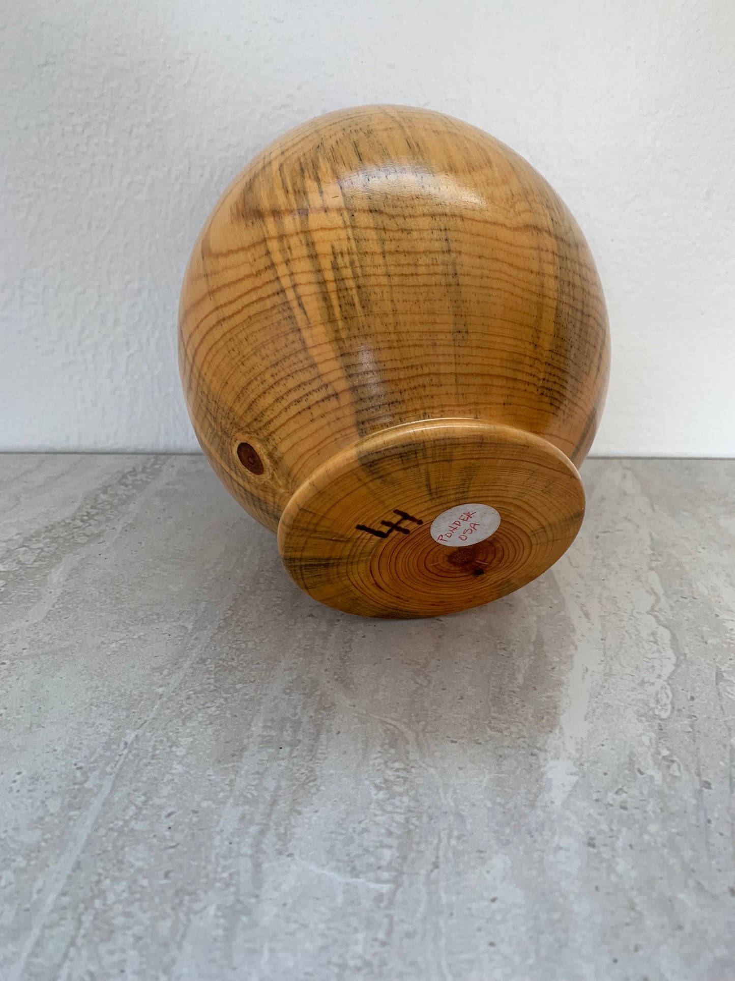 Sculpted Round Ponderosa Pine Wood Vase