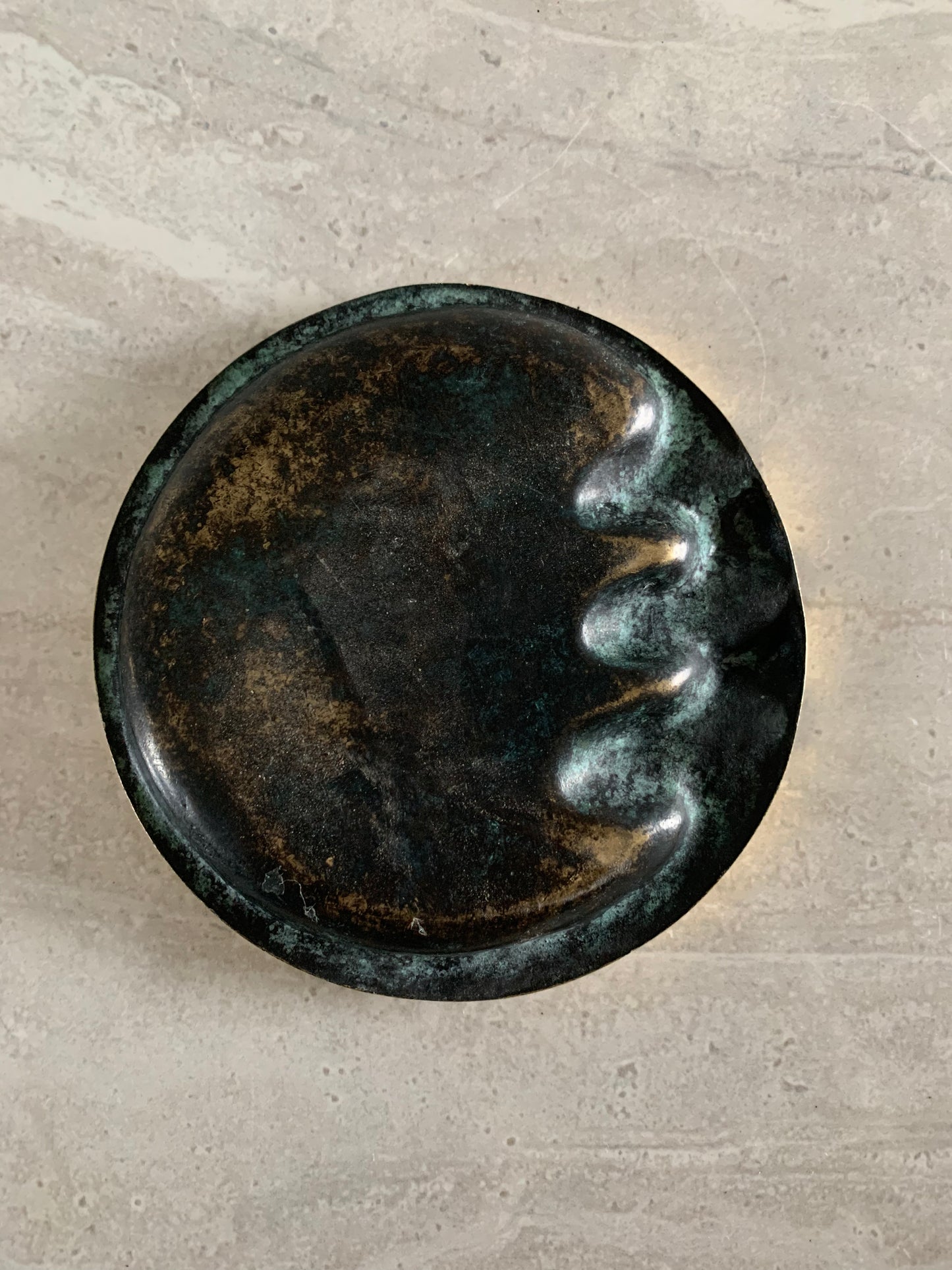 Mid-Century Modernist Verdigris Bronze Ashtray