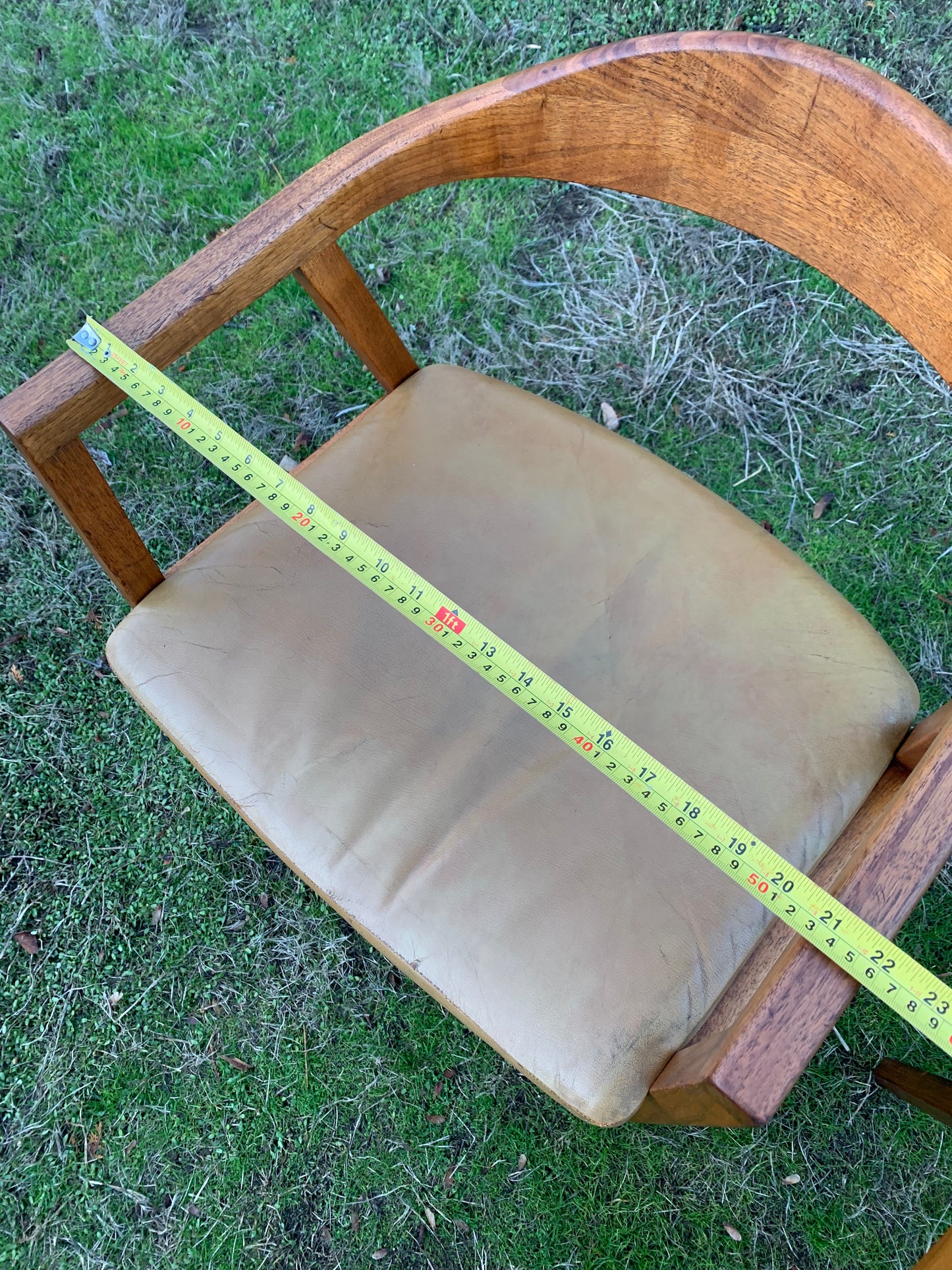 Mid-Century Modern Gunlocke Armchairs With Faux Leather Seat