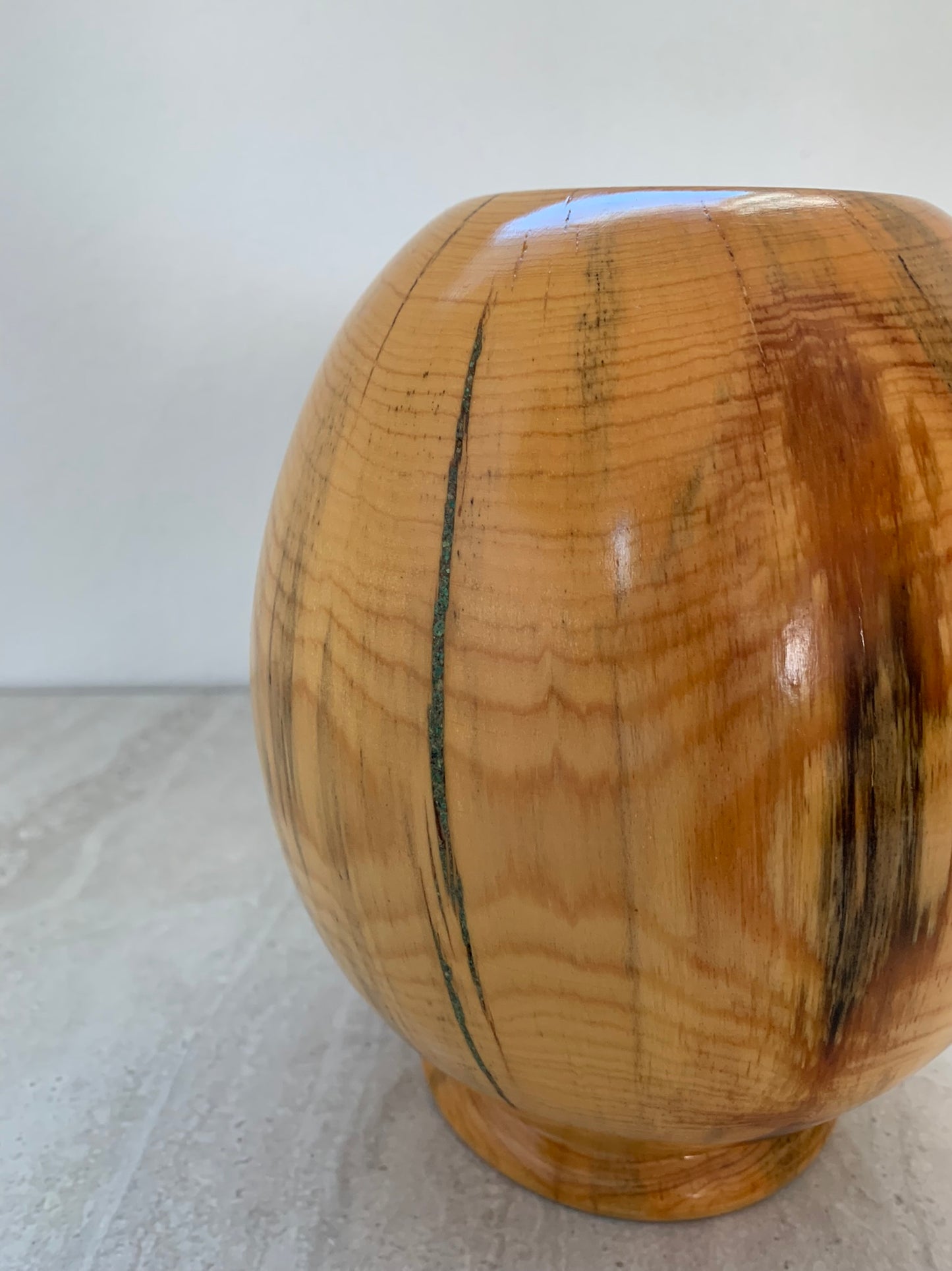 Sculpted Round Ponderosa Pine Wood Vase