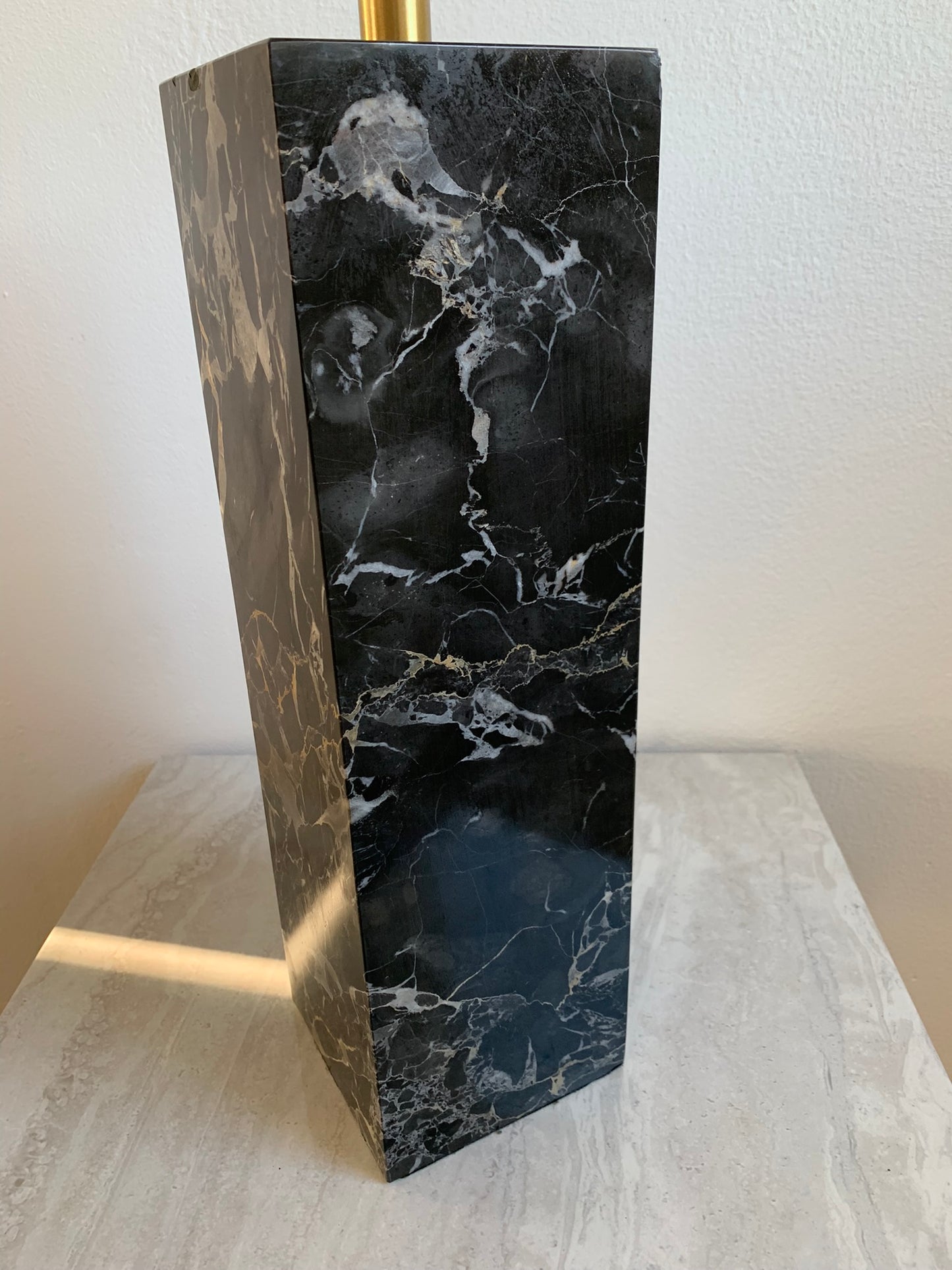 Mid-Century Modern Walter Von Nessen Table Lamp in Black Variegated Marble