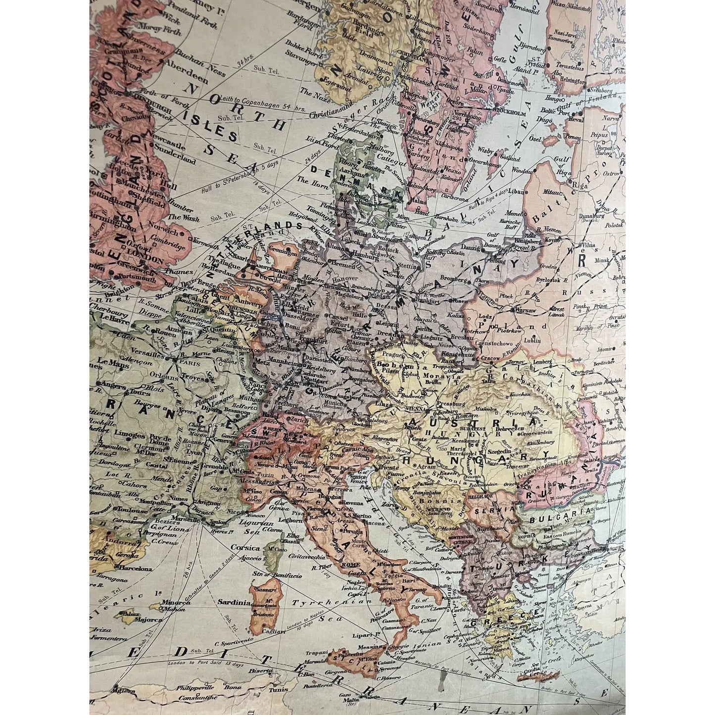 Antique Map of Europe Constructed & Engraved by W. & a.k. Johnston, Limited 1898