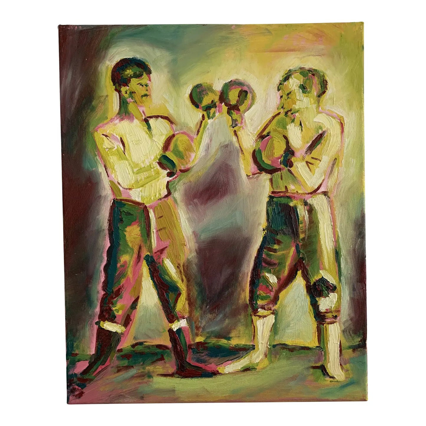 "Boxers" Contemporary Expressionist Figurative Sport Oil Painting on Canvas