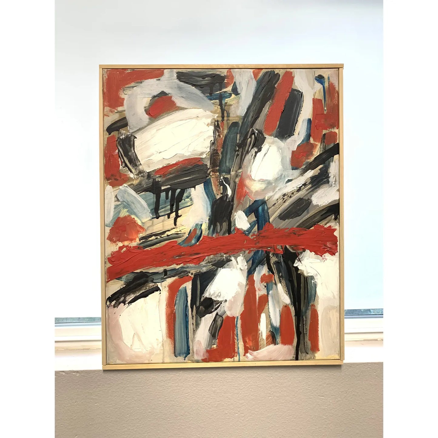 Contemporary Abstract Expressionist Acrylic Painting, Framed