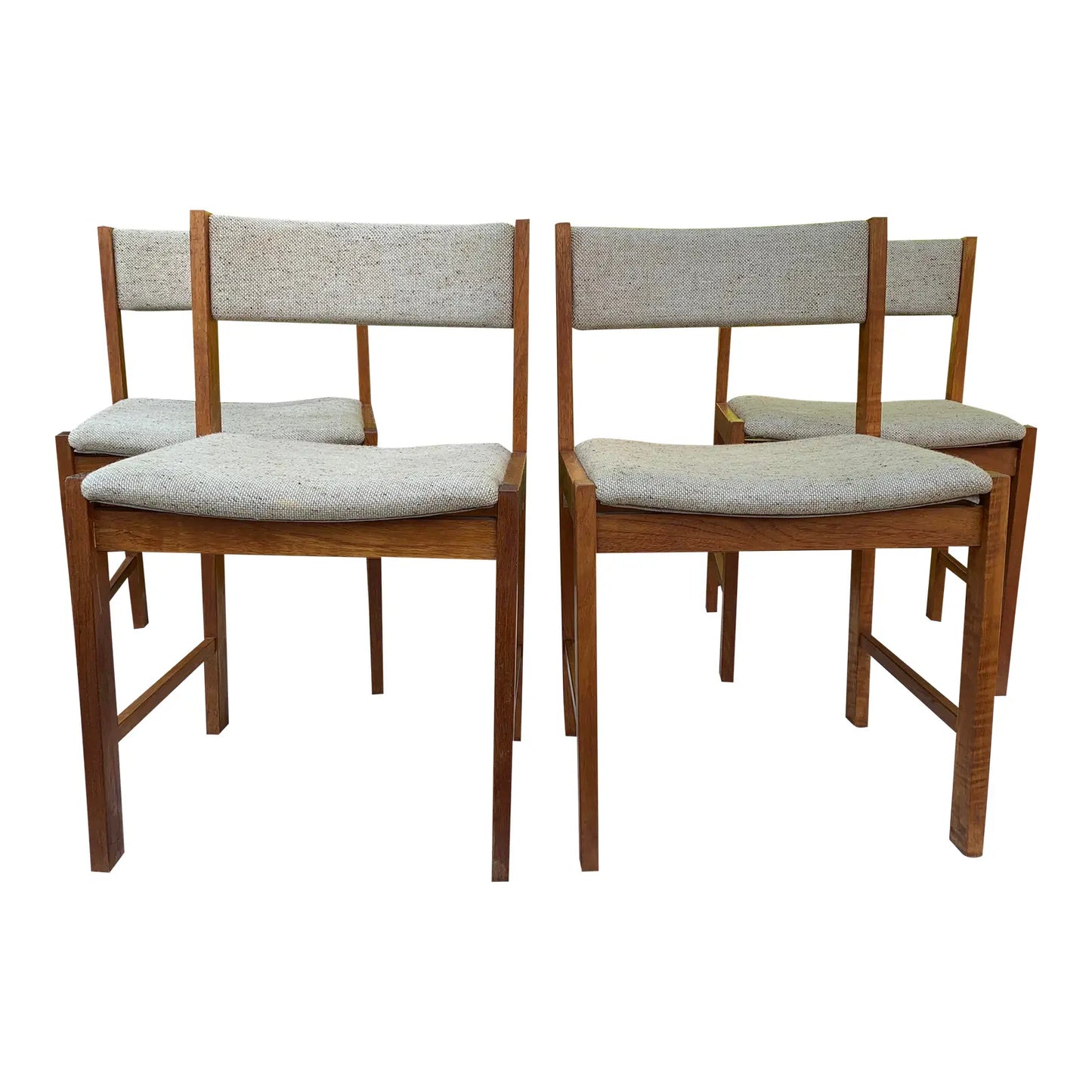 D-Scan Mid-Century Modern Upholstered Teak Dining Chairs - Set of 4