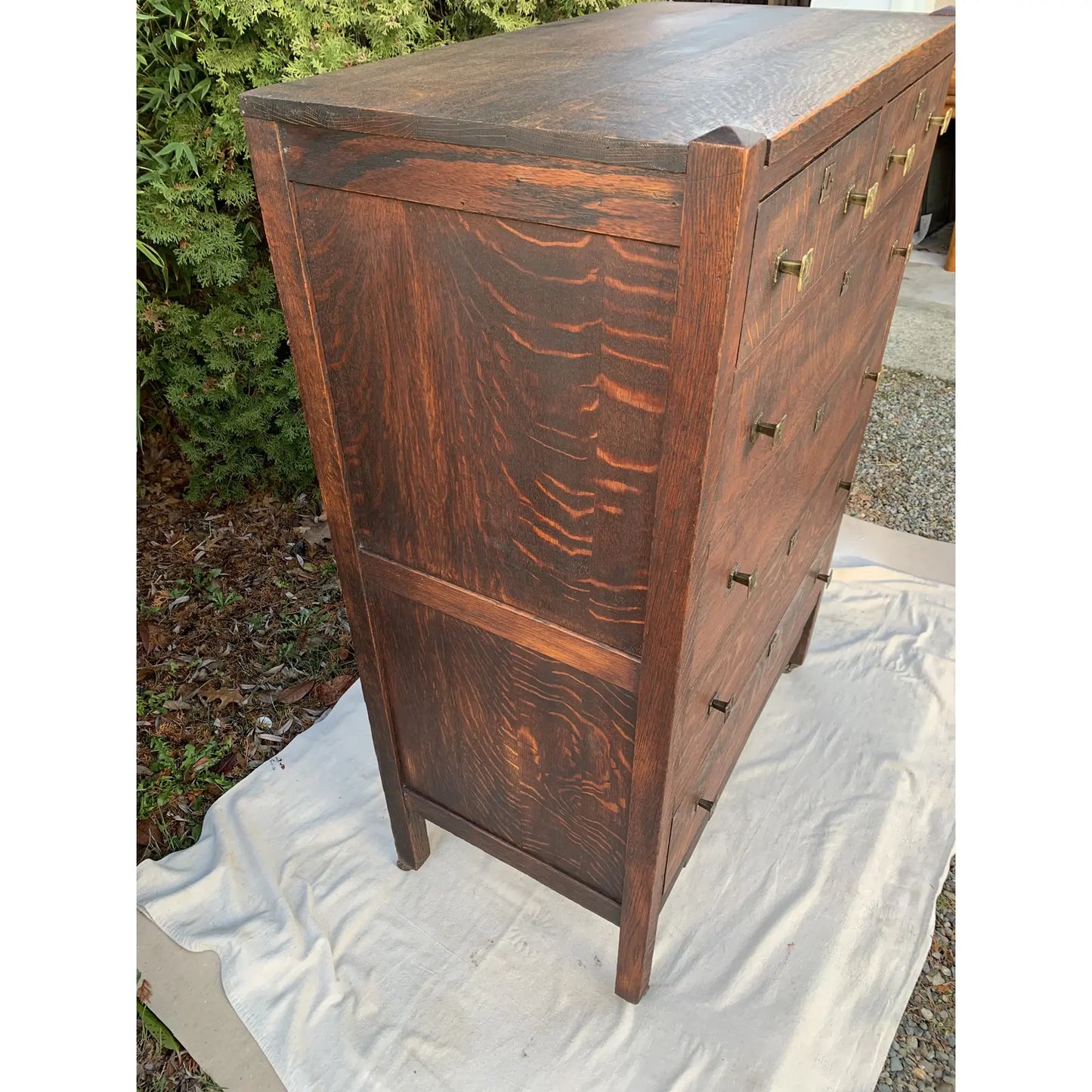 Early 20th Century Antique Continental Furniture Company Dresser With Hammered Bronze Hardware