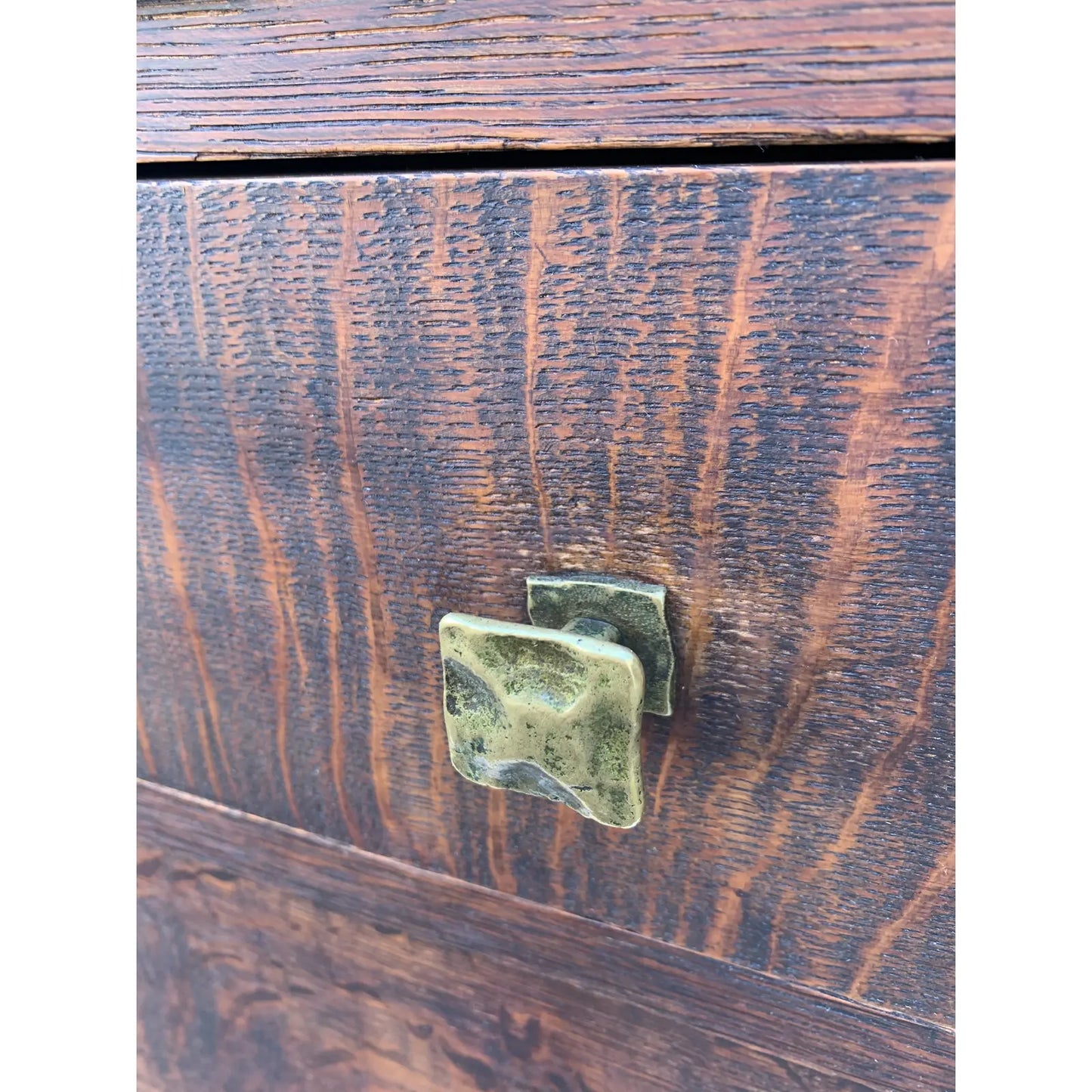 Early 20th Century Antique Continental Furniture Company Dresser With Hammered Bronze Hardware