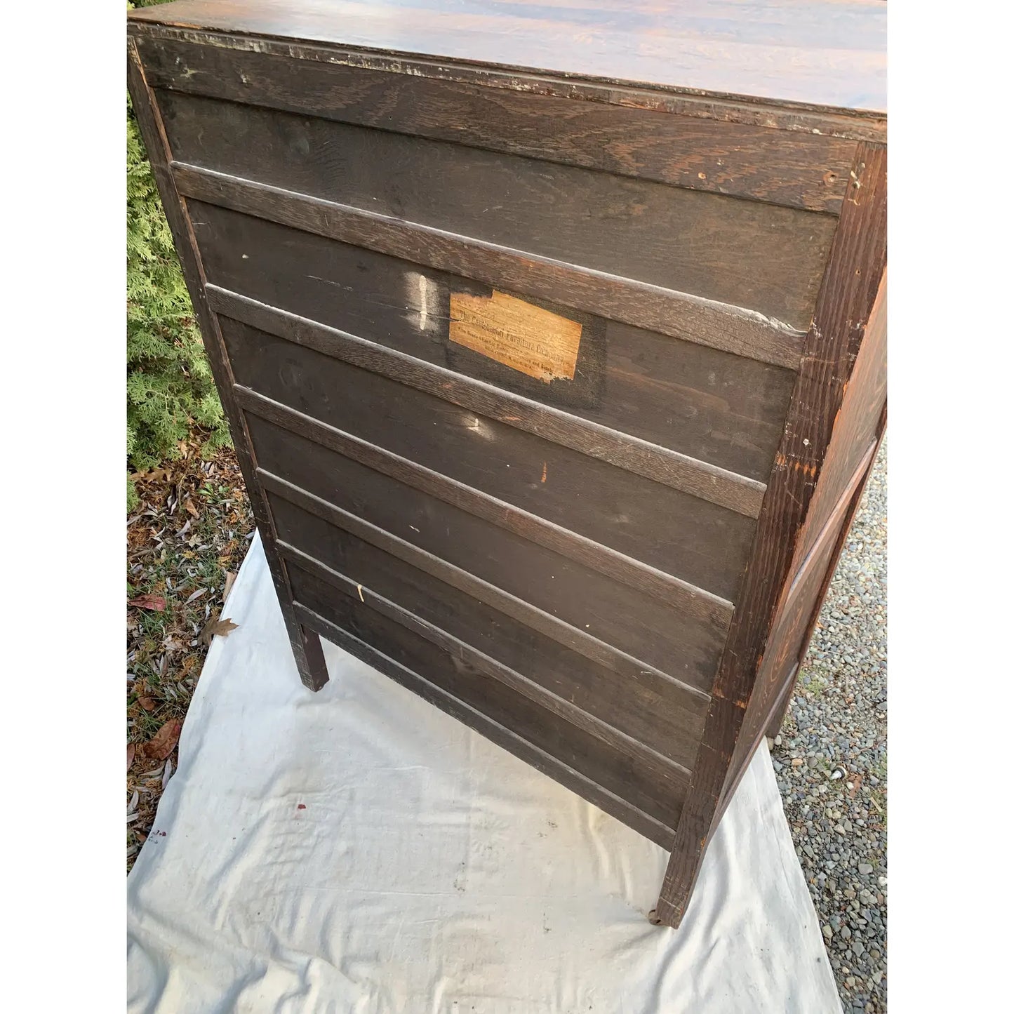 Early 20th Century Antique Continental Furniture Company Dresser With Hammered Bronze Hardware