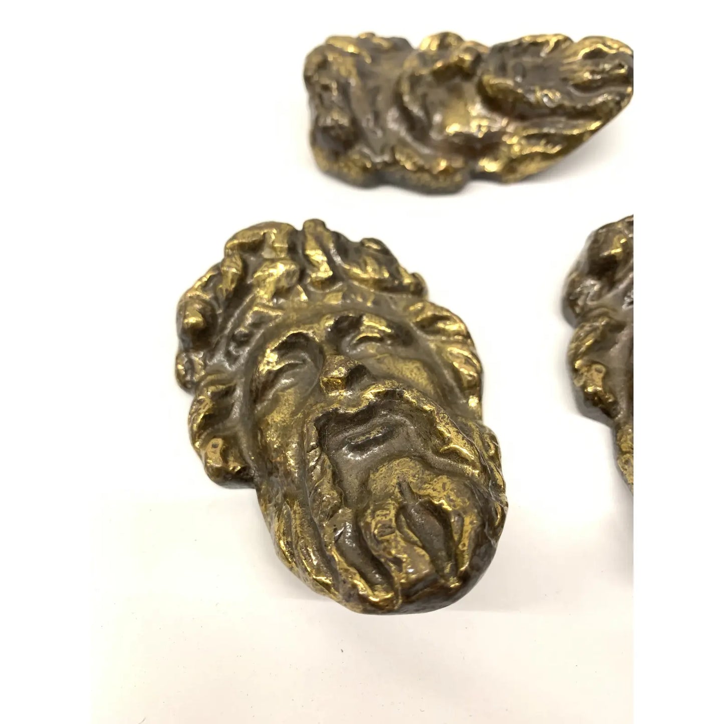 Early 20th Century Solid Brass Greek God Knobs - Set of 3