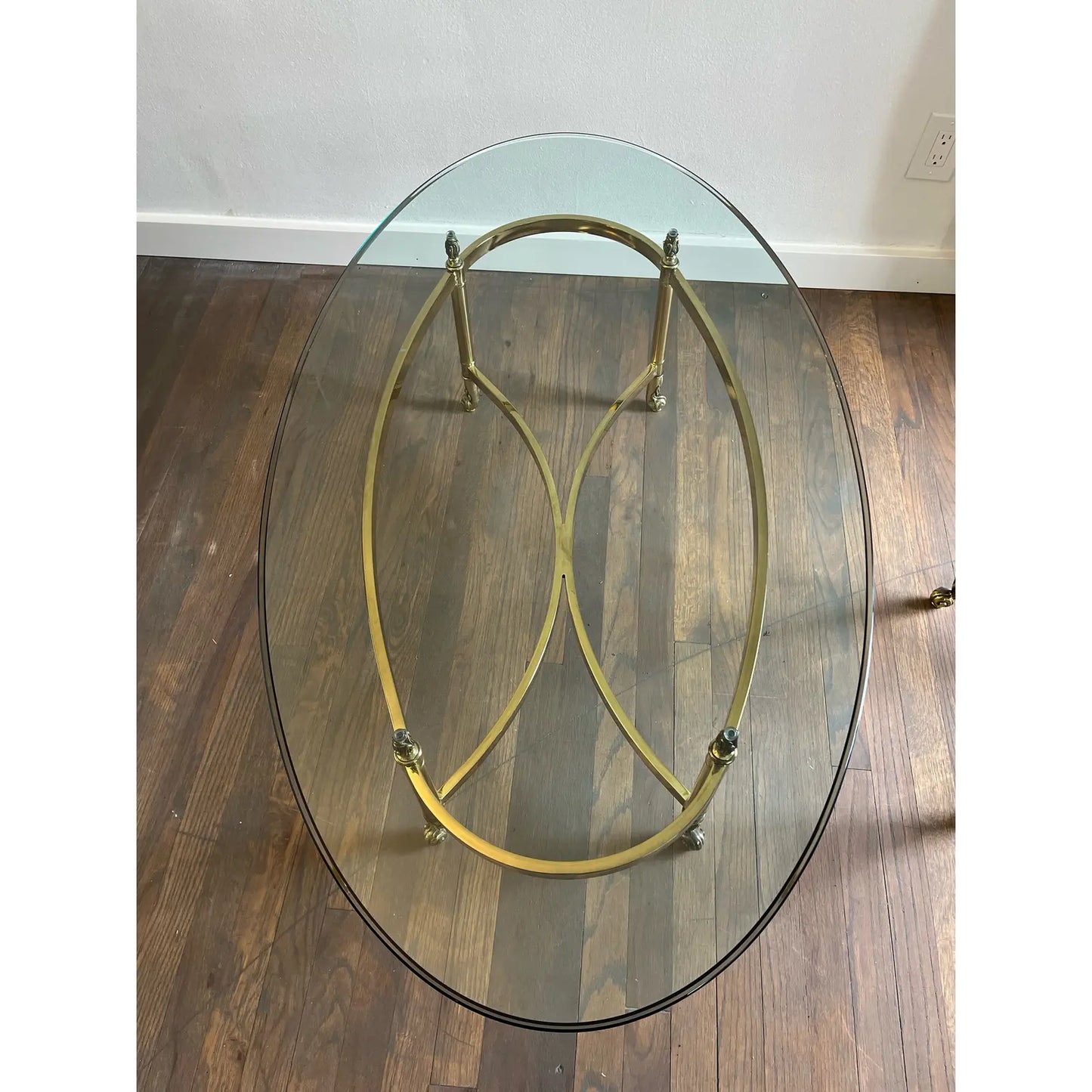 French Hollywood Regency Style Brass and Glass Coffee Tables - Set of 2