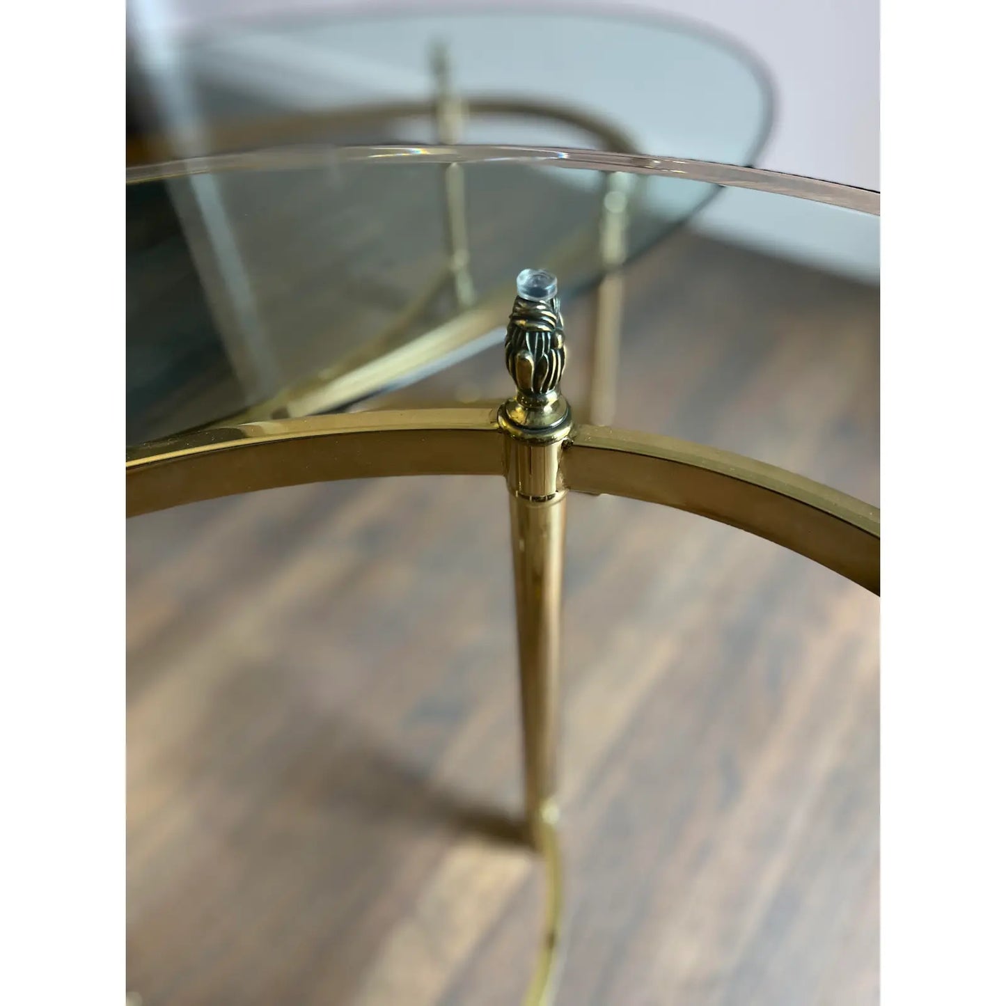 French Hollywood Regency Style Brass and Glass Coffee Tables - Set of 2