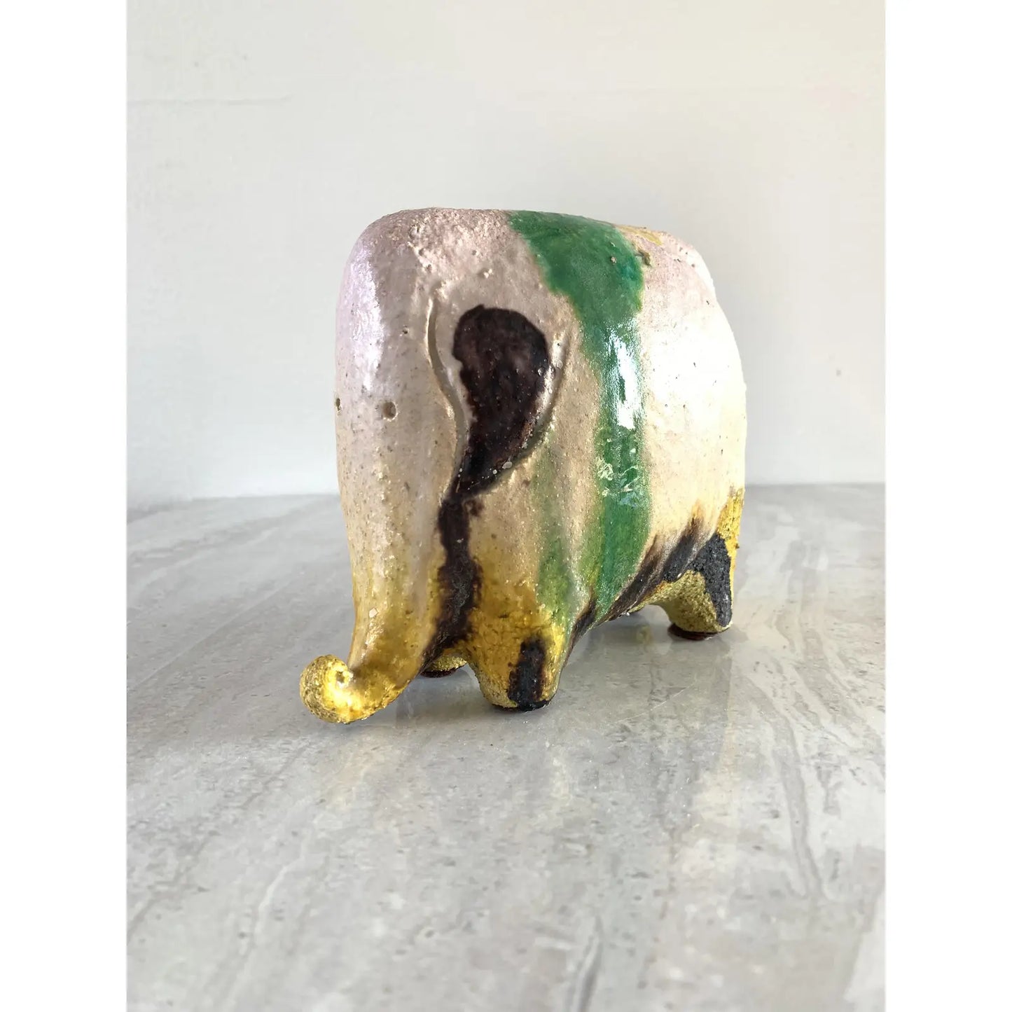 Gli Etruschi Glazed Ceramic Elephant Designed by Ivo De Santis for Bitossi