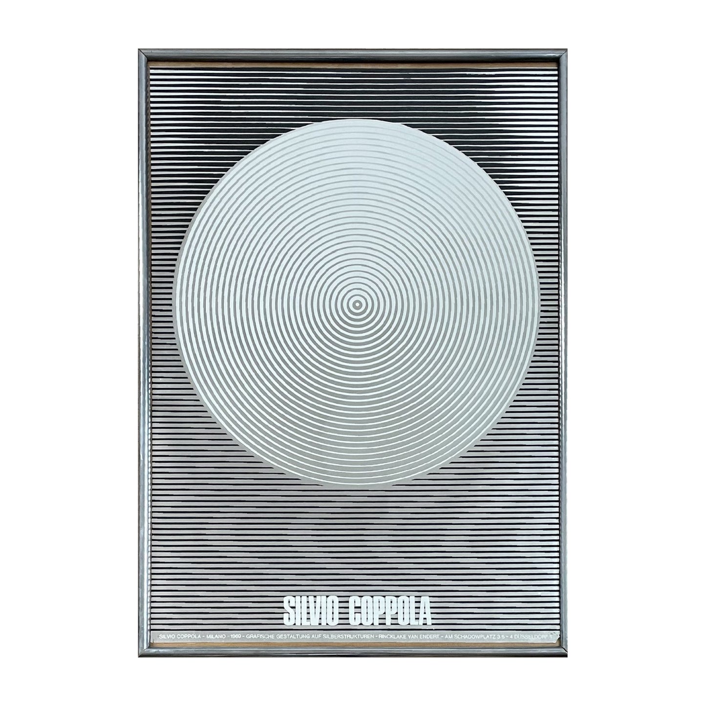 1969 Silvio Coppola Milano Italy Framed Op Art Poster