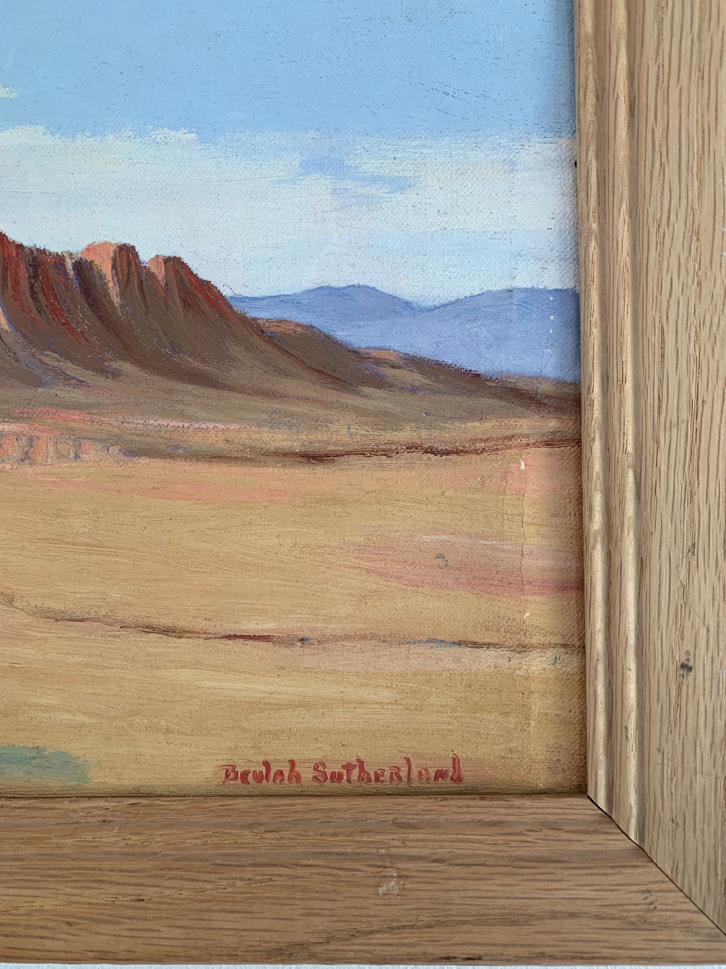 Mid-Century Santa Fe New Mexico Mesa Plein Air Style Oil Painting by Beulah Sutherland