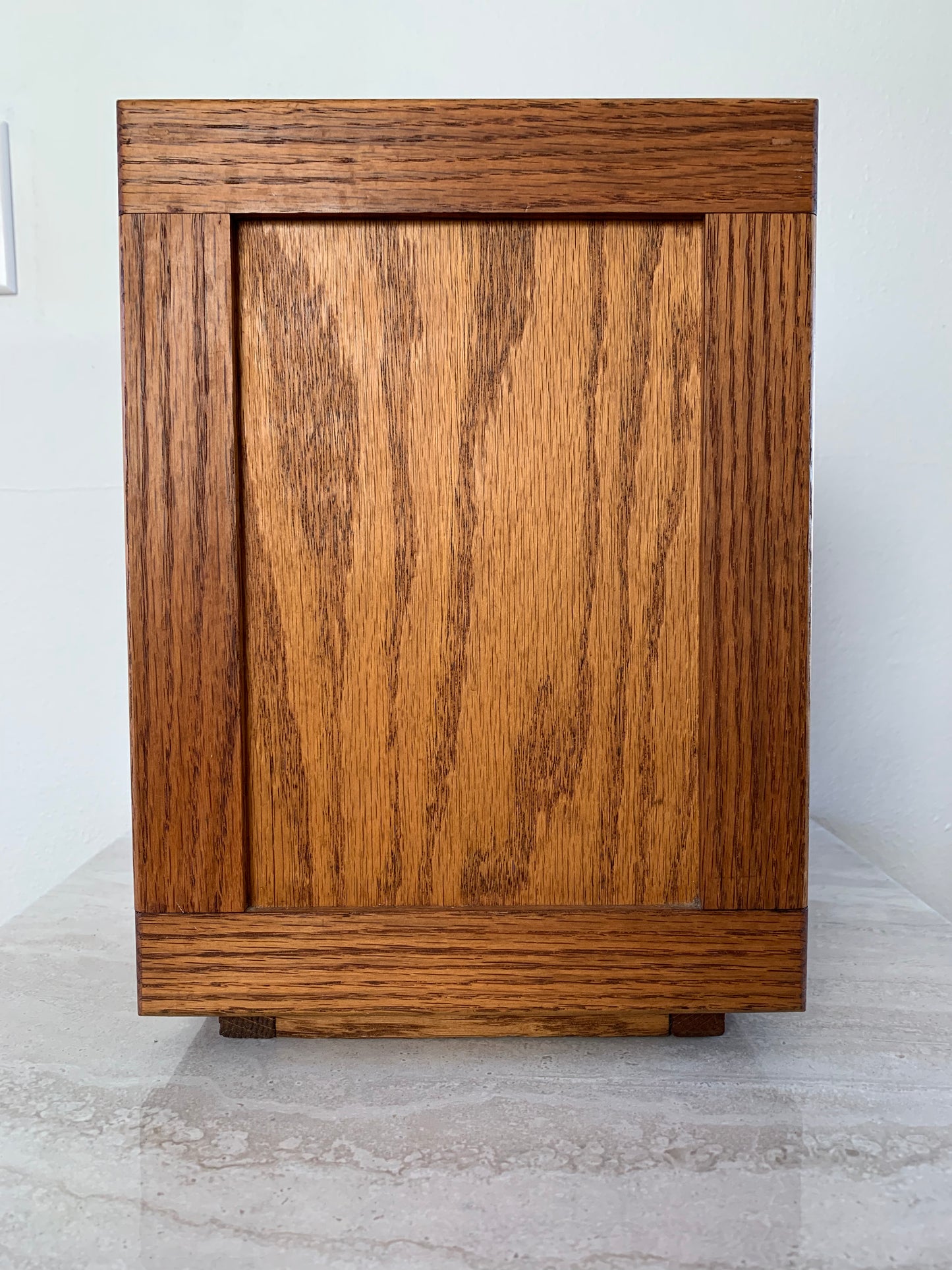 1980s Vintage Square Oak Japanese Style Container