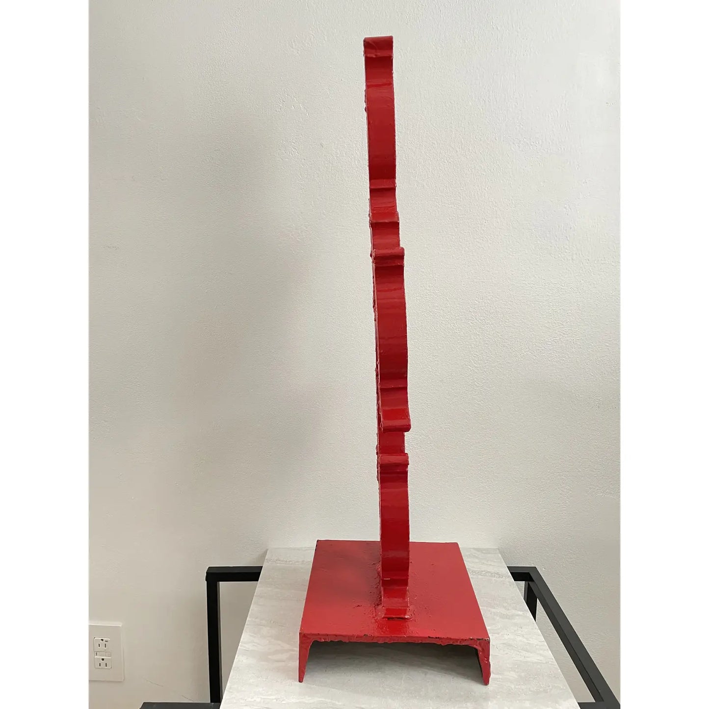 Postmodern Industral Red Metal Art Sculpture
