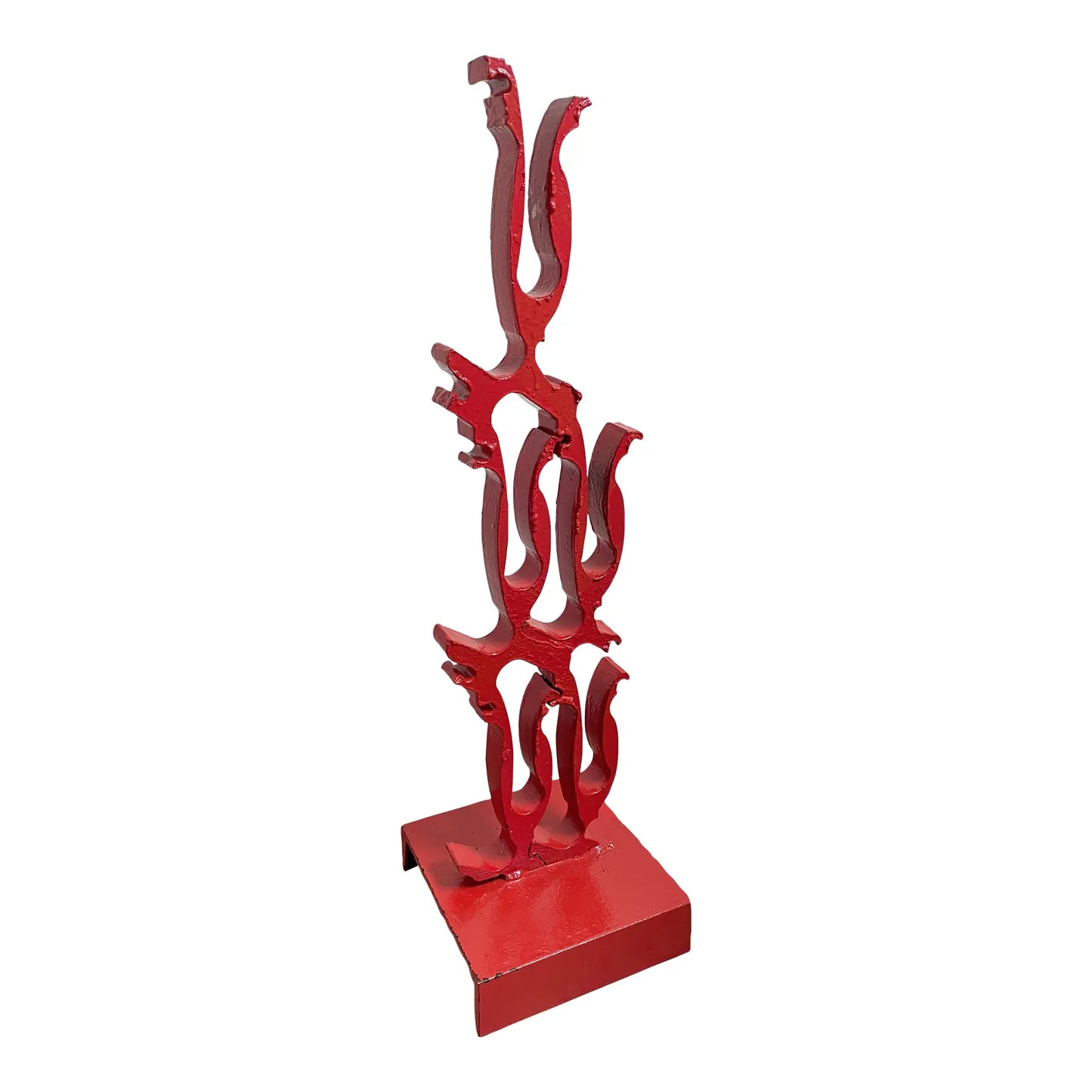 Postmodern Industral Red Metal Art Sculpture