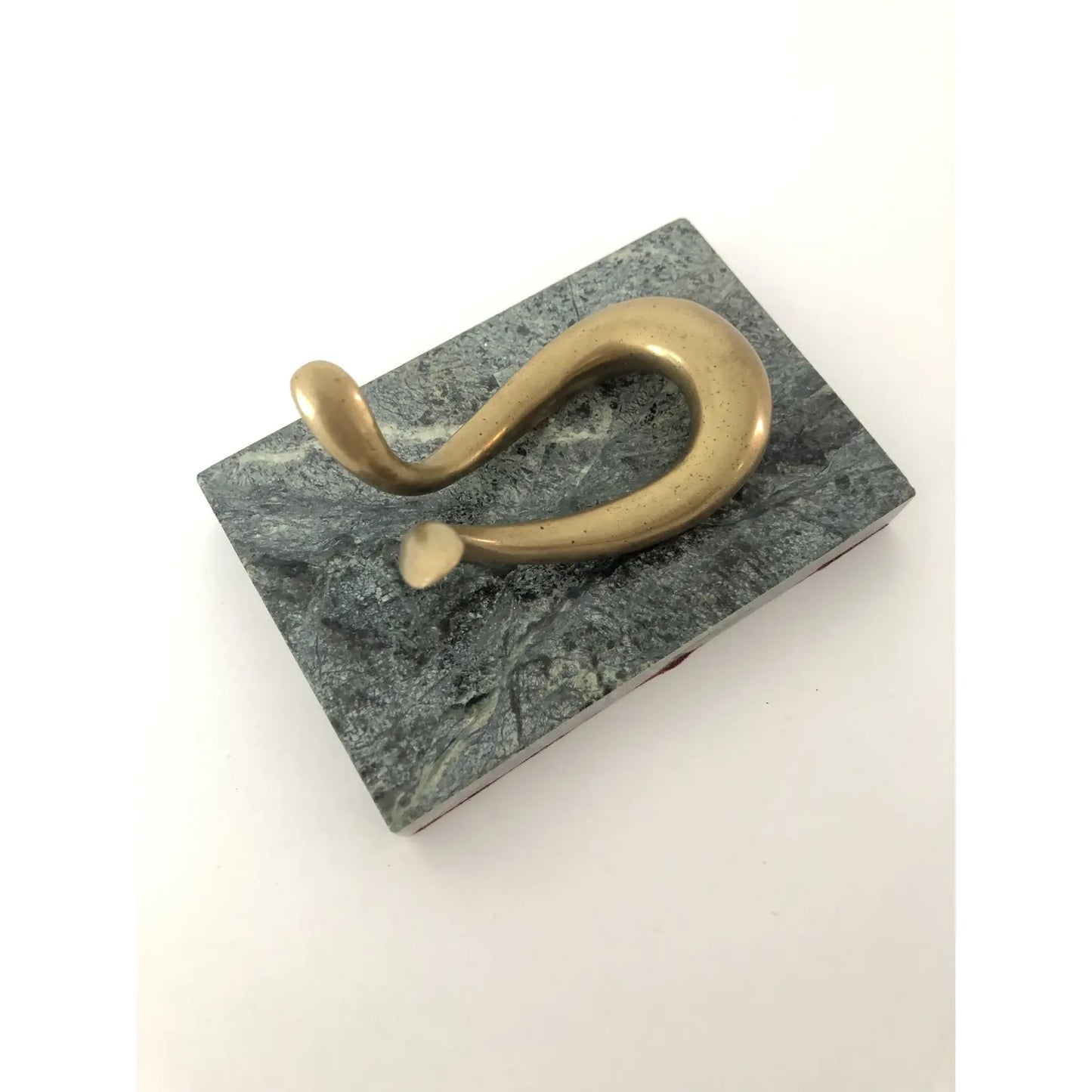 Mid 20th Century Brass & Marble Pipe Rest in the Style of Carl Aubock