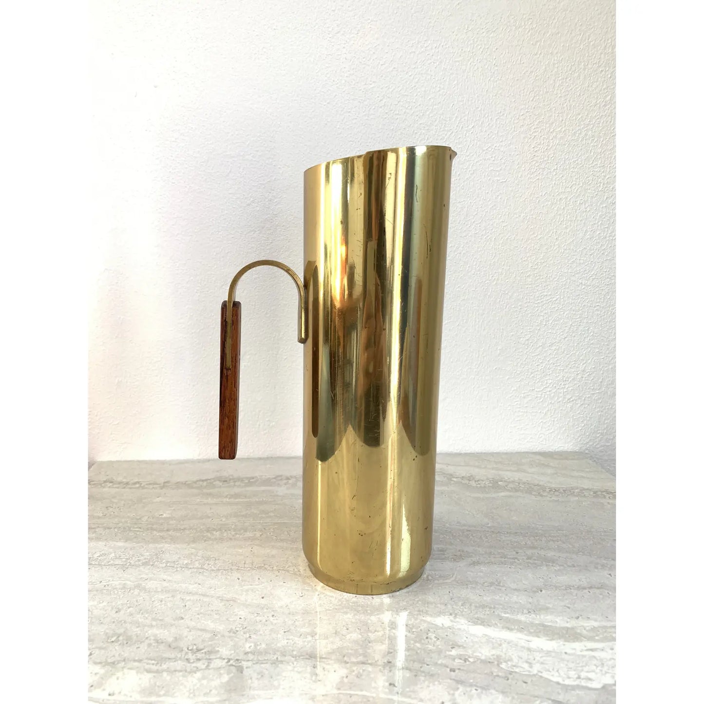 Mid 20th Century Italian Brass Pitcher With Rosewood Handle