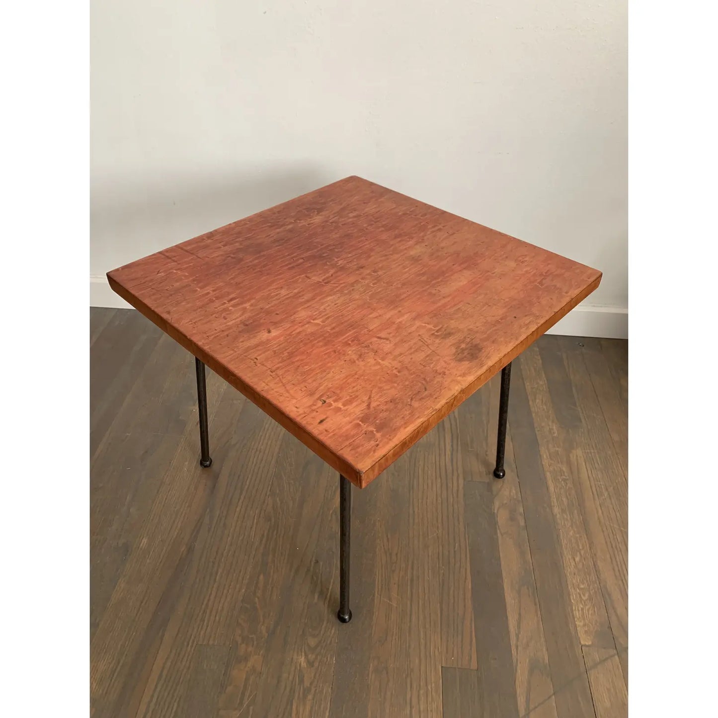 Mid-Century Modern Swivel Top Iron Leg Side Table