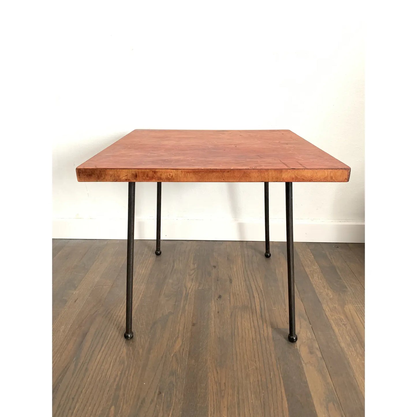 Mid-Century Modern Swivel Top Iron Leg Side Table