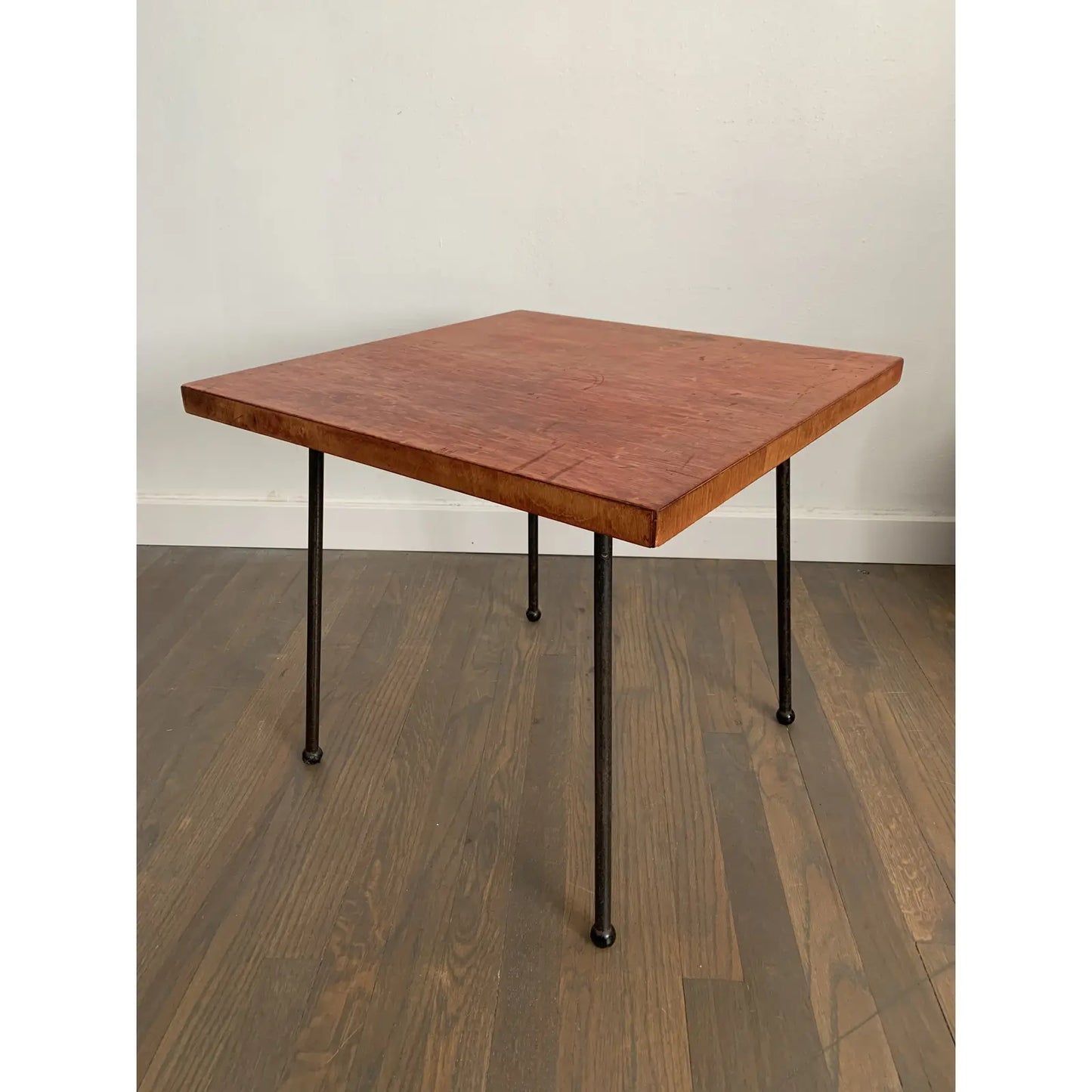 Mid-Century Modern Swivel Top Iron Leg Side Table