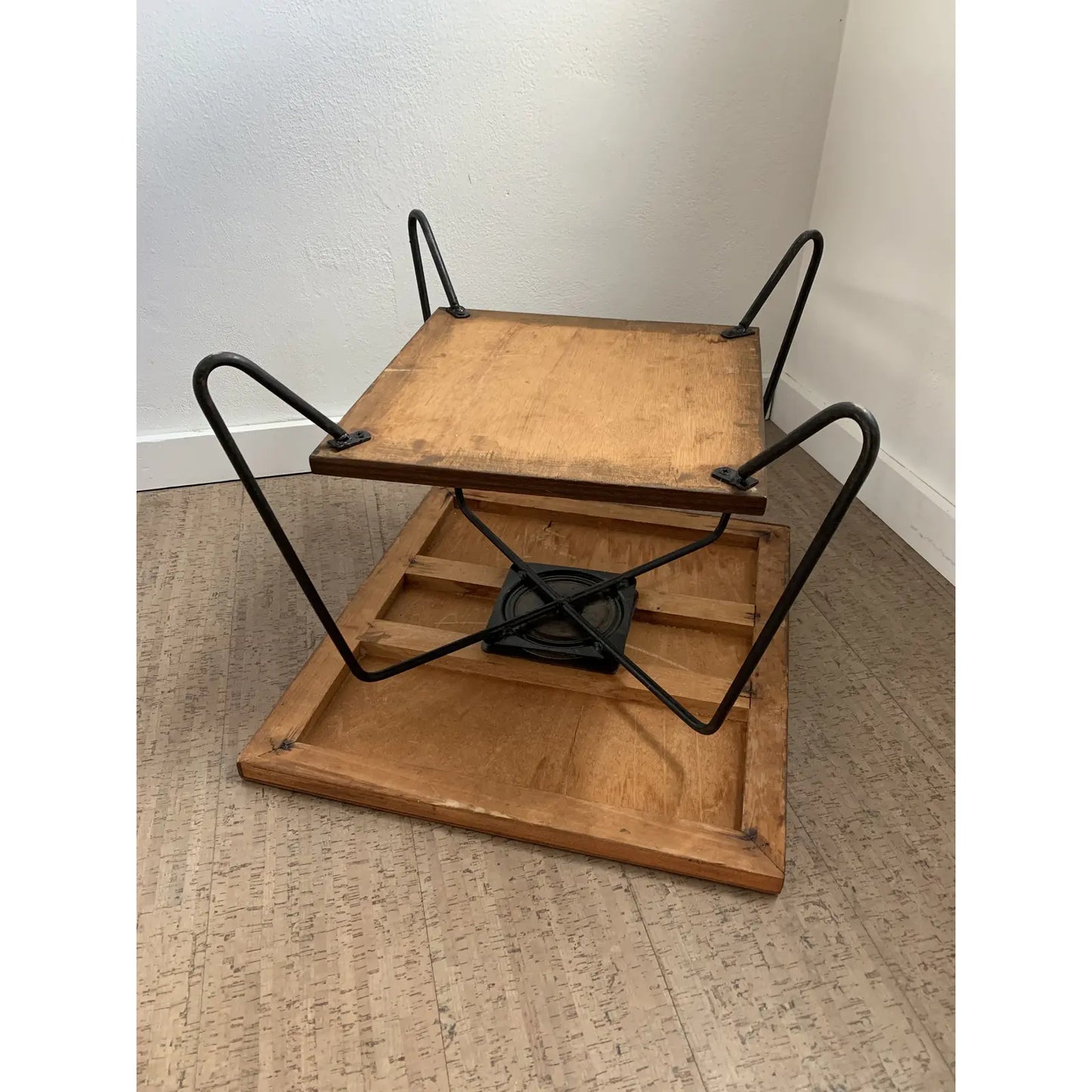 Mid 20th Century Mid-Century Modern Iron Leg Table With Swivel Top