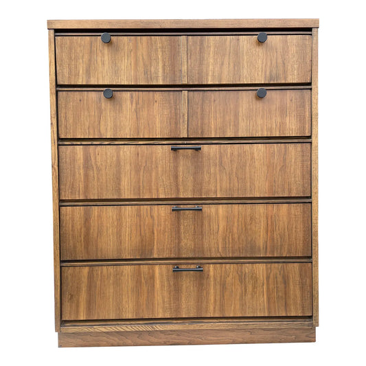 Mid 20th Century Mid-Century Modern Solid Oak Highboy in a Dark Finish and Laminate Top
