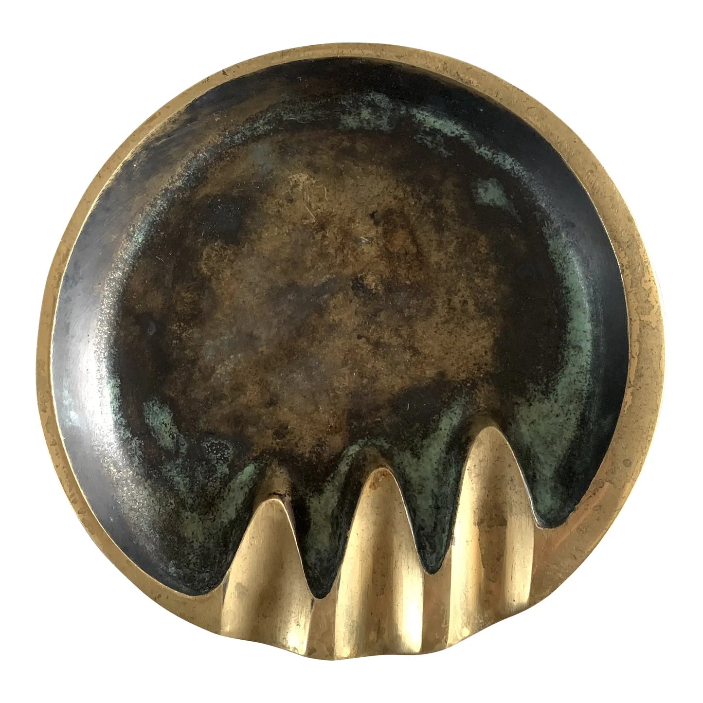 Mid-Century Modernist Verdigris Bronze Ashtray