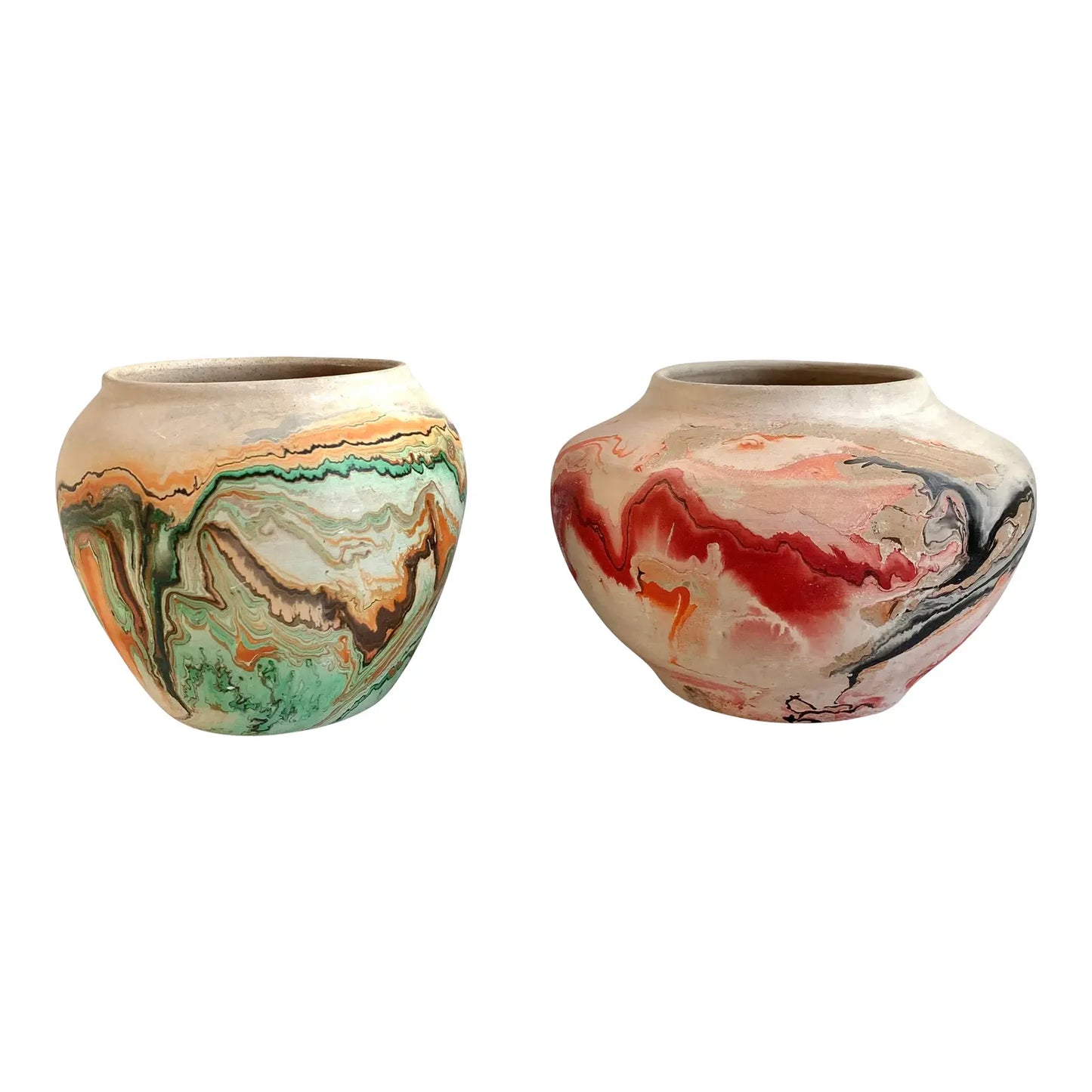 Mid 20th Century Nemadji Pottery Vases- a Pair