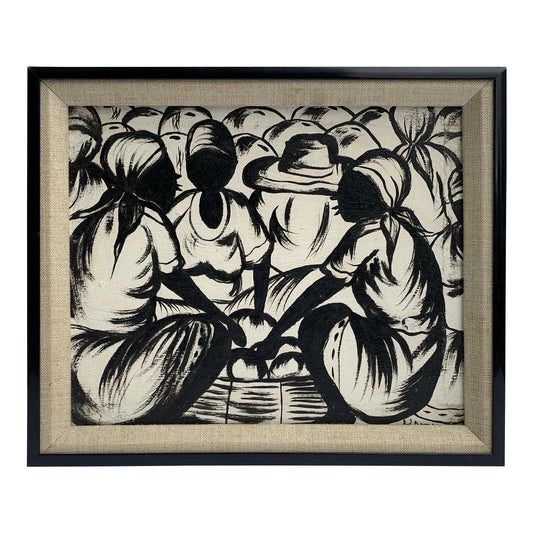 Mid 20th Century Original Haitian Folk Art Painting on Canvas