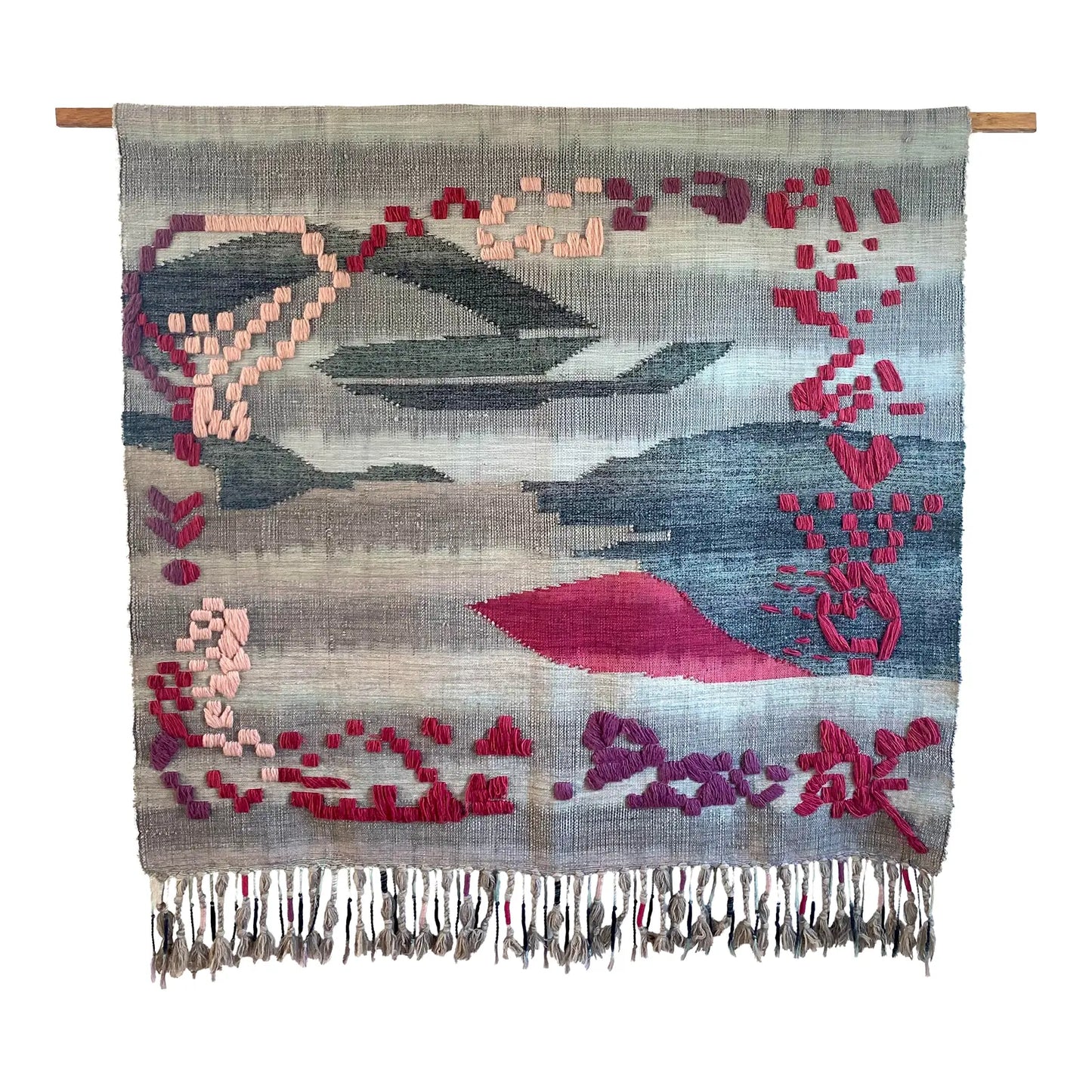 Mid 20th Century Original Ikat by Narda Capuyan Hand Dyed Hand Woven Made in Phillippines