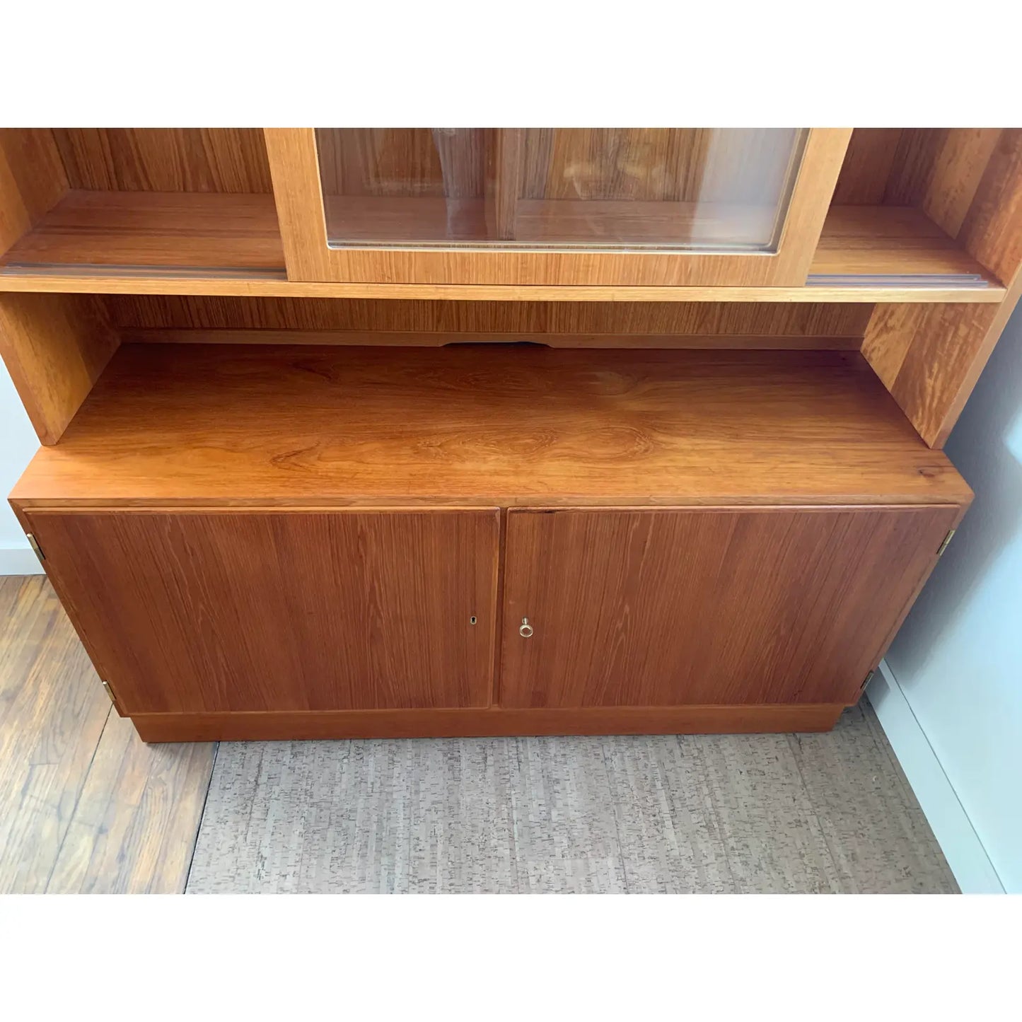 Mid 20th Century Poul Hundevad Danish Modern Teak Two Piece China Hutch Cabinet