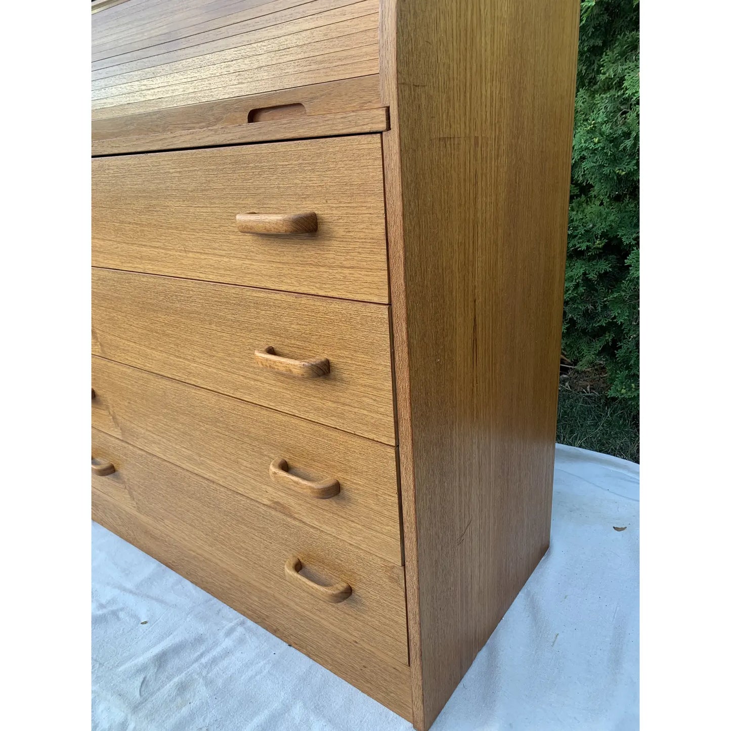 Mid 20th Century Scandinavian Mid-Century Modern Teak Tambour Rolltop Desk