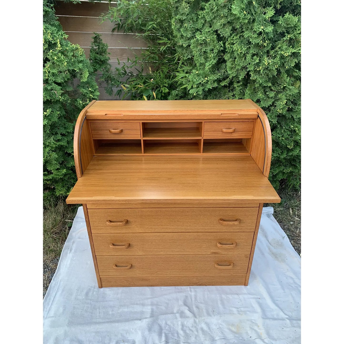 Mid 20th Century Scandinavian Mid-Century Modern Teak Tambour Rolltop Desk