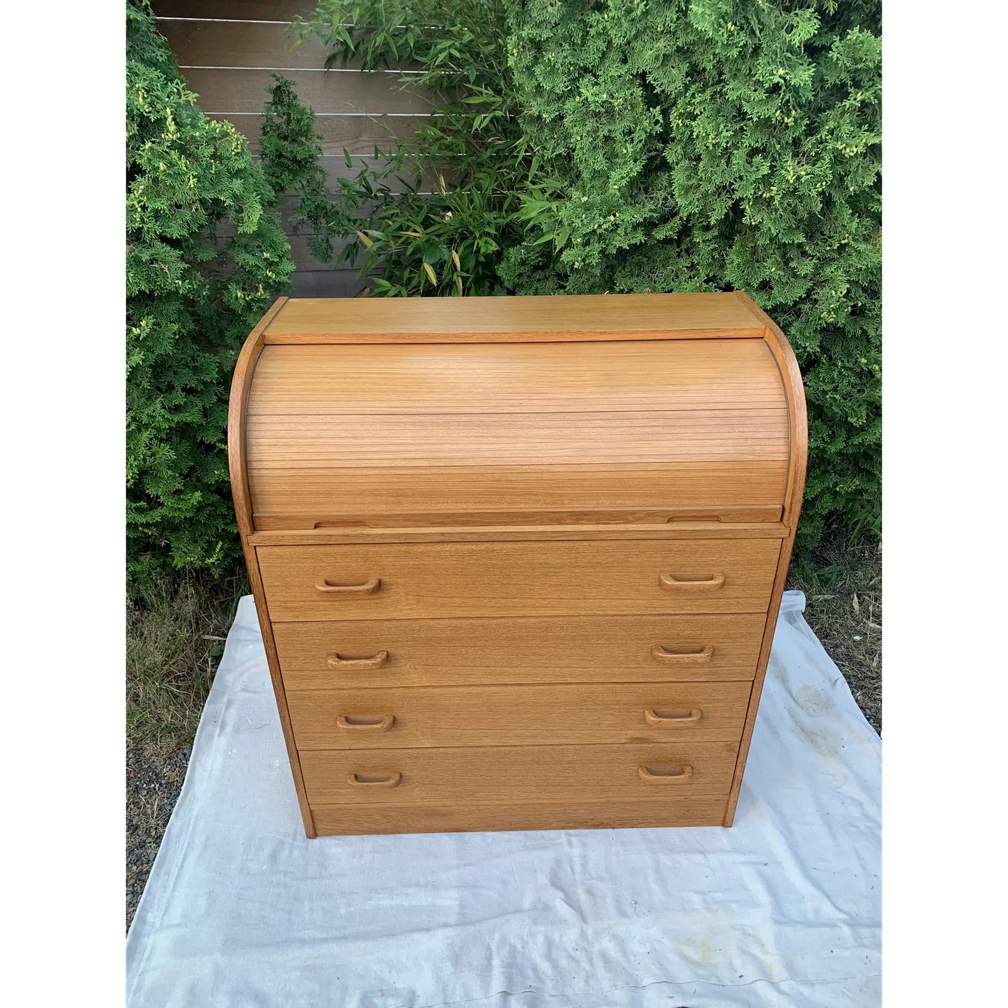 Mid 20th Century Scandinavian Mid-Century Modern Teak Tambour Rolltop Desk